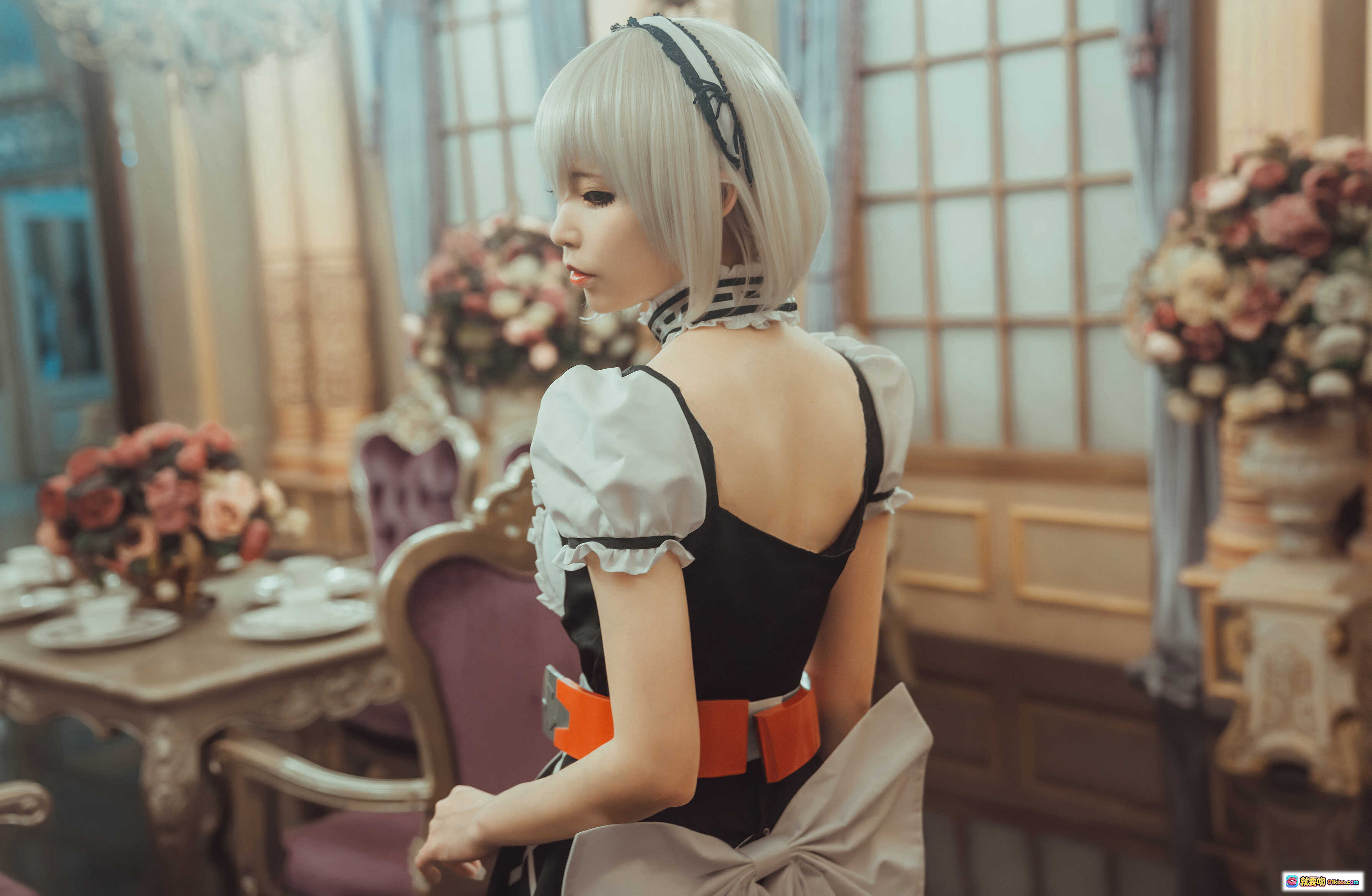 图片[7] - 爱老师天狼星cosplay写真｜金发女仆装｜精致蕾丝头饰｜优雅侧颜特写｜18P高清图集 - 就要吻