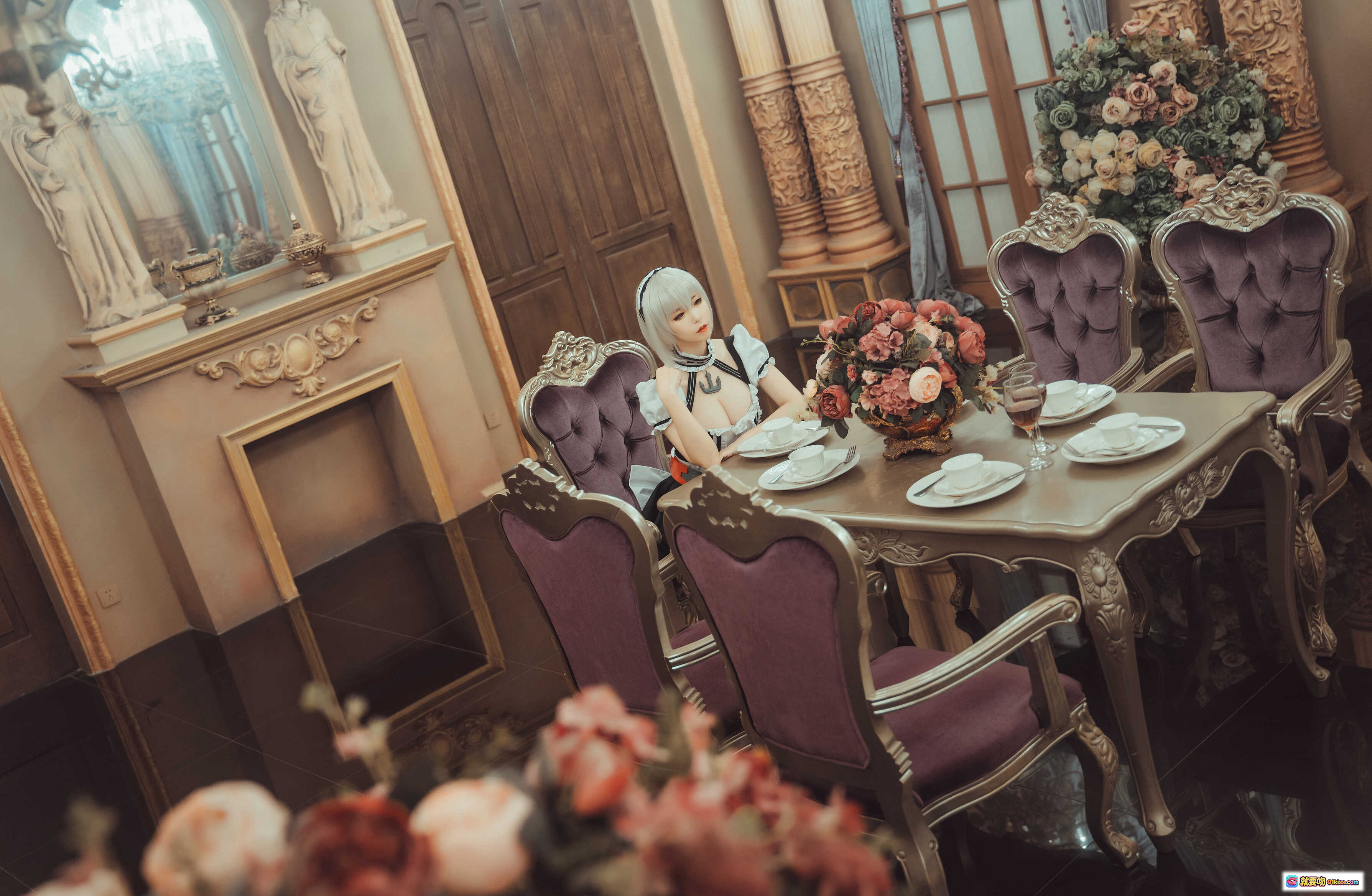 图片[5] - 爱老师天狼星cosplay写真｜金发女仆装｜精致蕾丝头饰｜优雅侧颜特写｜18P高清图集 - 就要吻