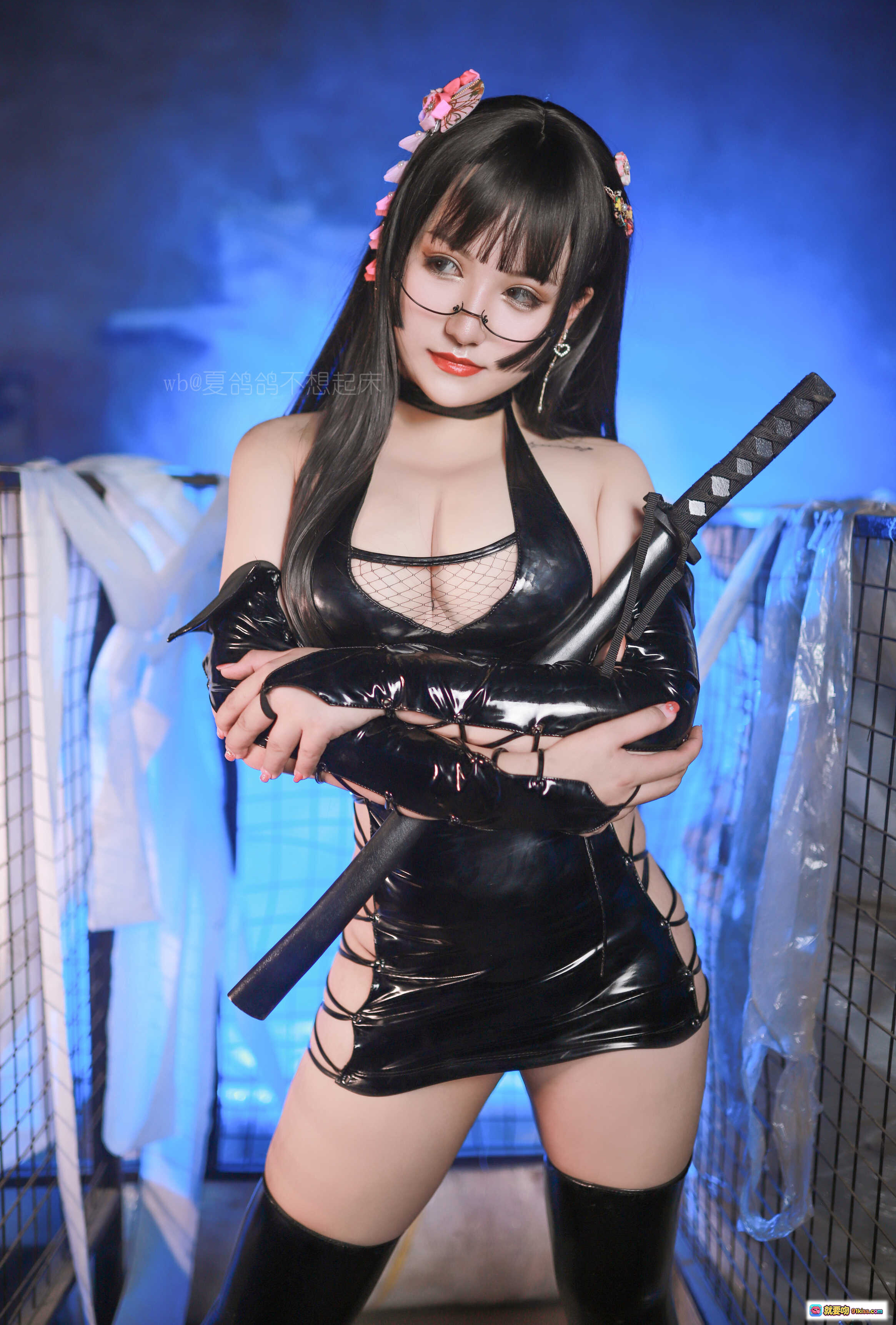 图片[6] - 夏鸽鸽不想起床NO.008女忍写真｜黑丝乳贴纹身诱惑｜暗黑系性感造型｜37P高清图集 - 就要吻