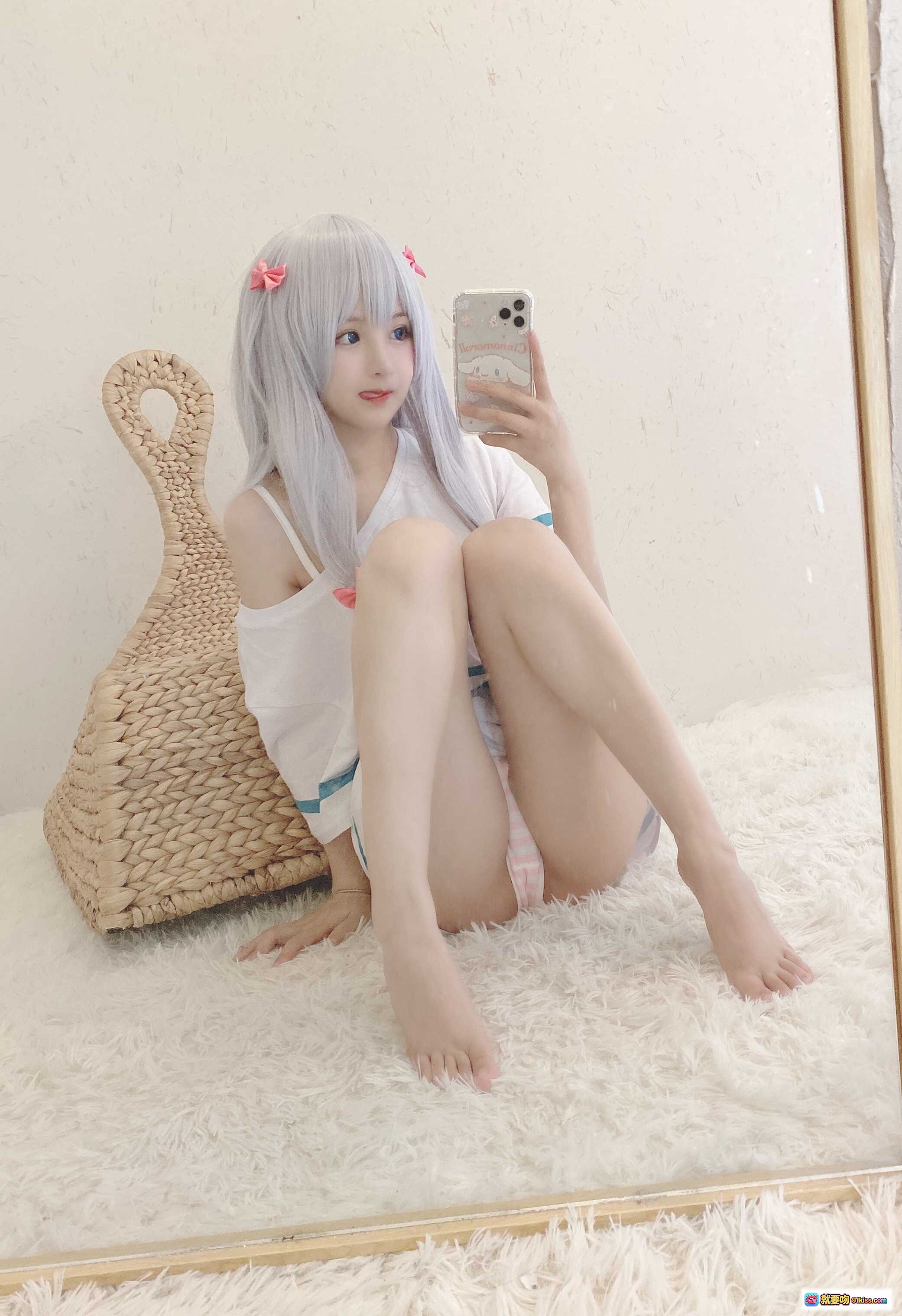 图片[9] - 桜井宁宁NO.006和泉纱雾cos写真 白发粉蝴蝶结少女内衣造型 21P高清图集 - 就要吻