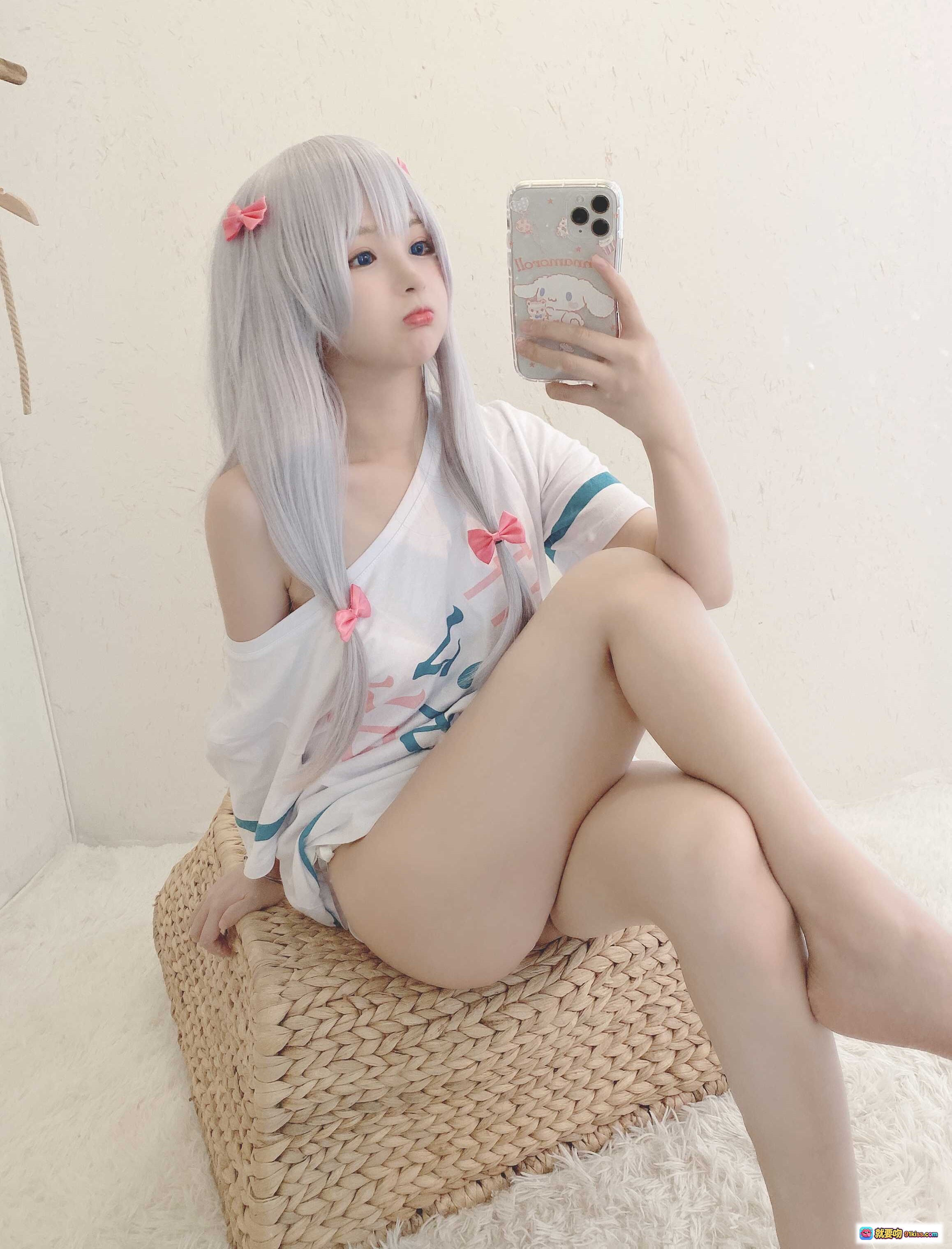 图片[7] - 桜井宁宁NO.006和泉纱雾cos写真 白发粉蝴蝶结少女内衣造型 21P高清图集 - 就要吻