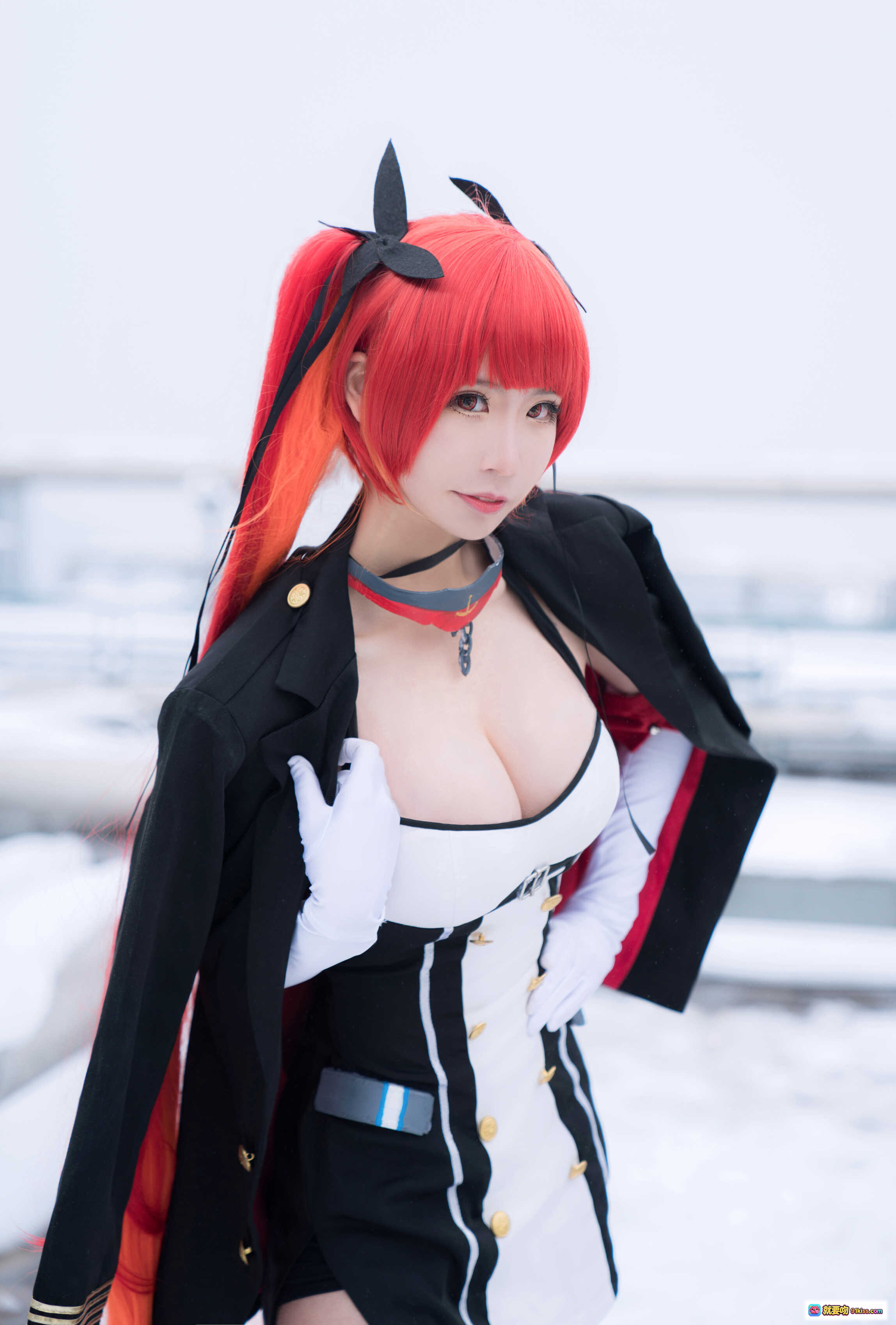 图片[3] - 爱老师火奴鲁鲁cosplay雪景写真｜红发女仆装黑丝高跟｜工业风管道背景｜9P高清图集 - 就要吻