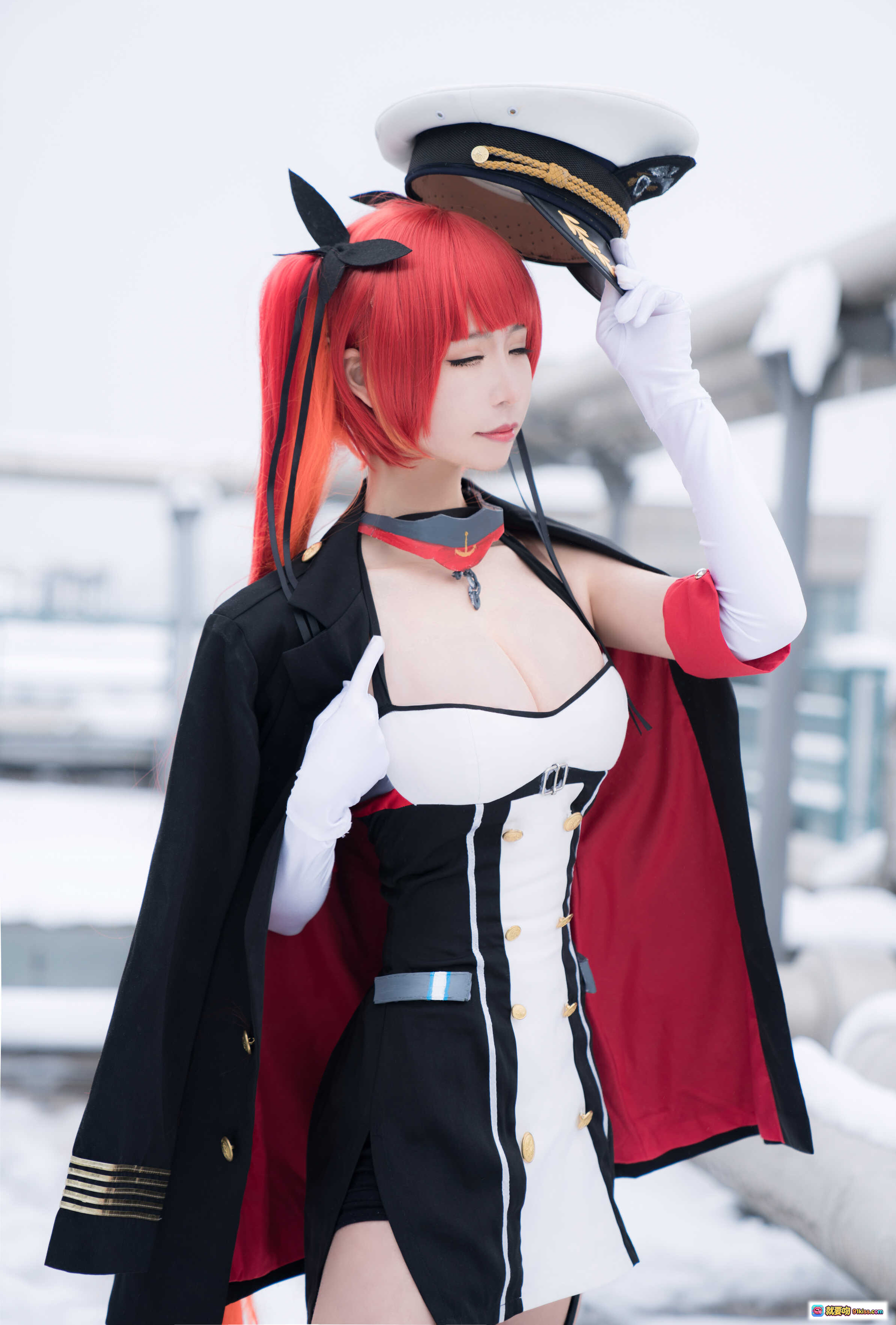 图片[9] - 爱老师火奴鲁鲁cosplay雪景写真｜红发女仆装黑丝高跟｜工业风管道背景｜9P高清图集 - 就要吻