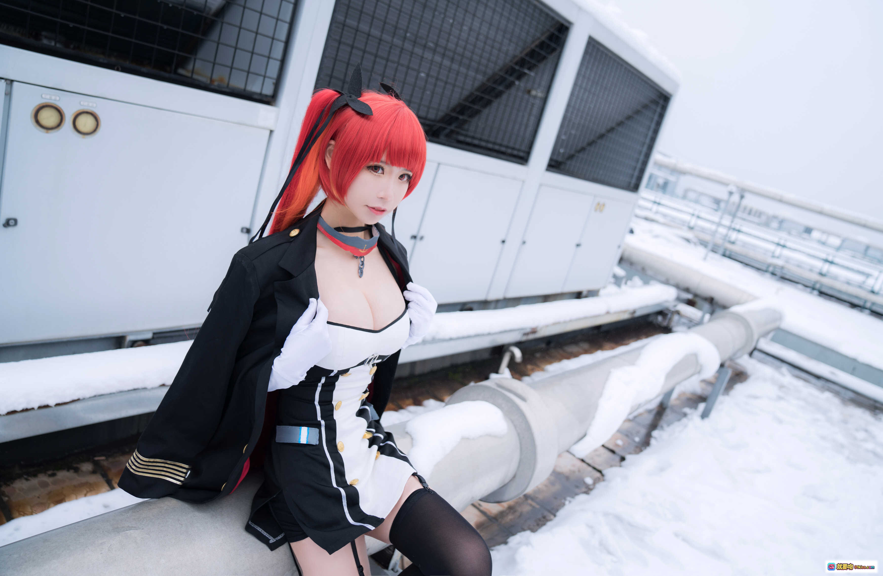 图片[7] - 爱老师火奴鲁鲁cosplay雪景写真｜红发女仆装黑丝高跟｜工业风管道背景｜9P高清图集 - 就要吻