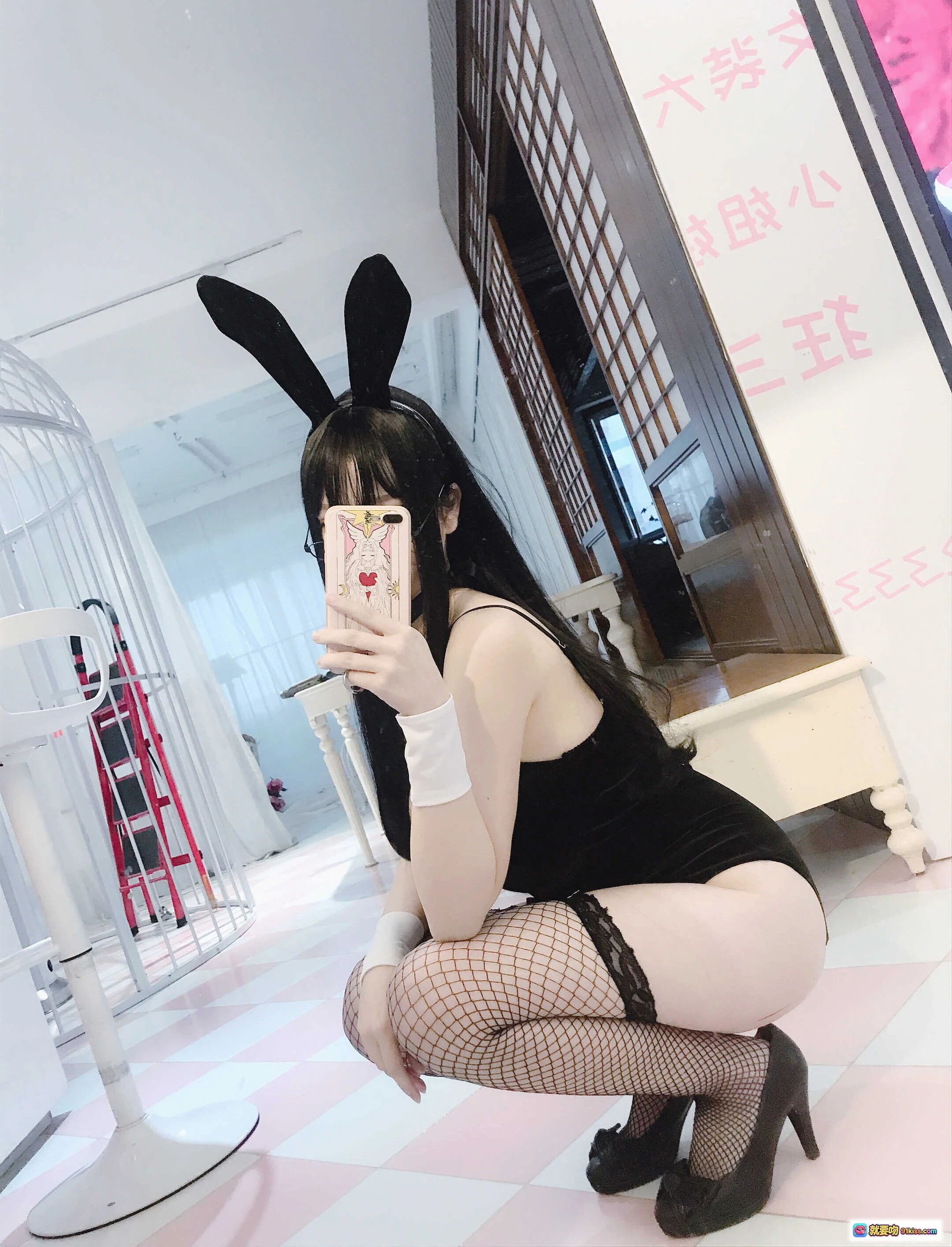 雪晴Astra NO.002 兔女郎cosplay 黑丝渔网袜高跟鞋自拍写真 甜美性感私房照 - 就要吻