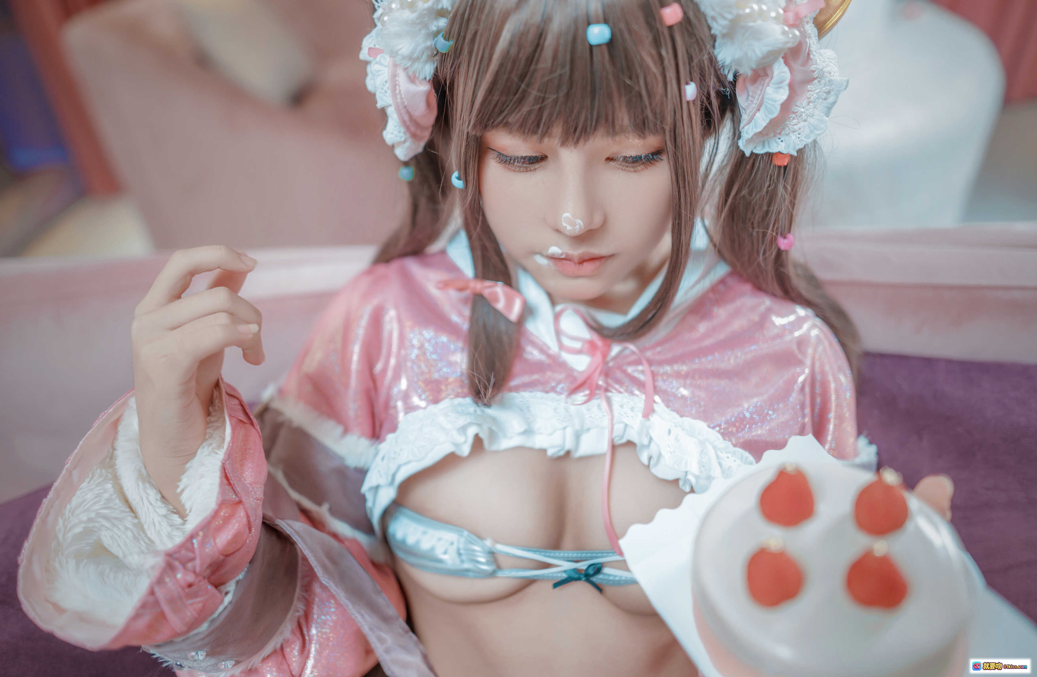 图片[5] - 一笑芳香沁 NO.018 哈特帕克 粉色猫耳女仆装 Cosplay 写真 33P 249MB 甜美性感 蕾丝吊带 黑丝美腿 室内粉色系场景 - 就要吻