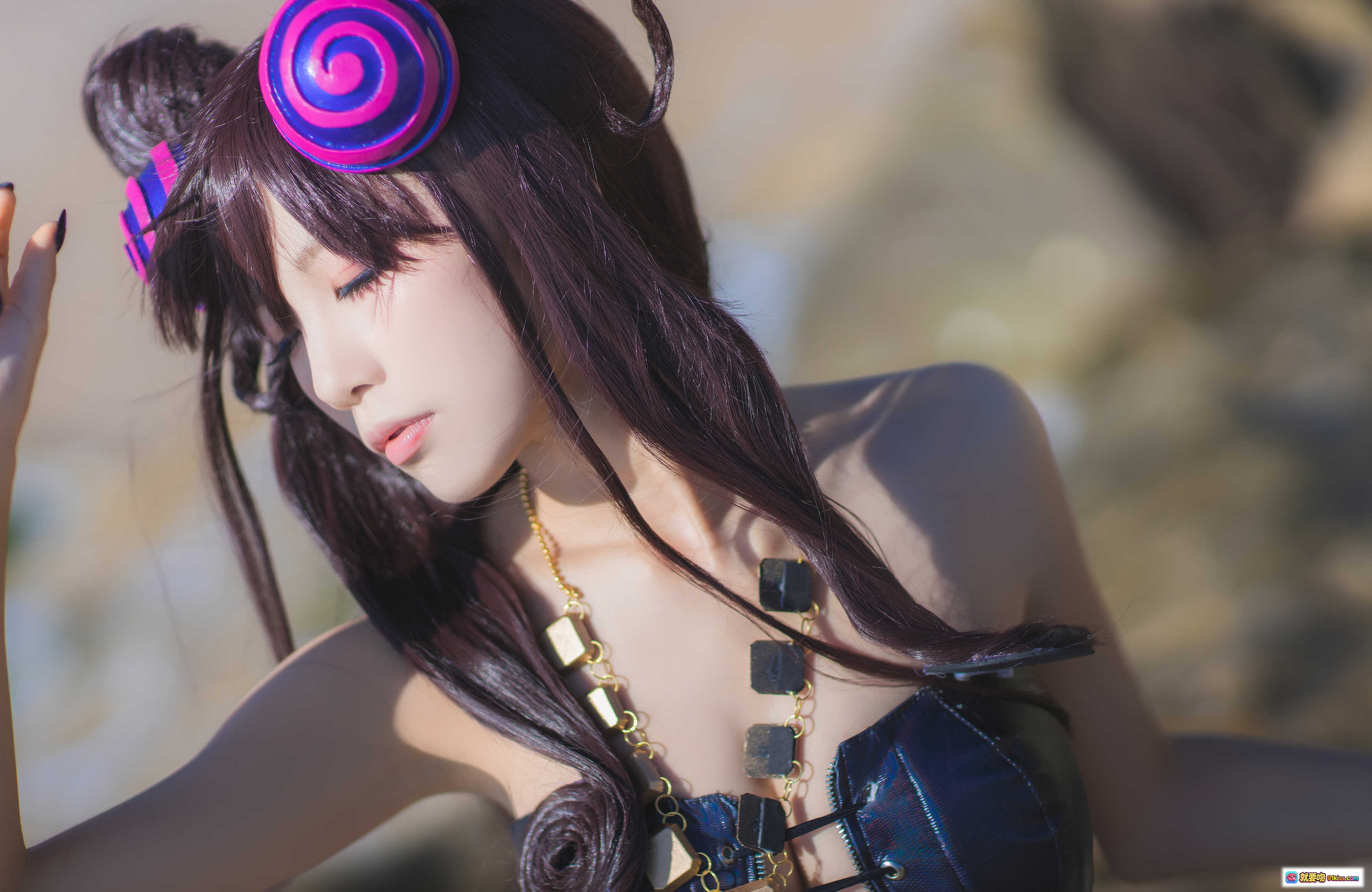 图片[4] - 水淼NO.038紫式部水着Ver Cosplay沙滩写真 二次元美少女泳装造型 紫蓝螺旋发饰 比基尼造型 41P高清图集 - 就要吻