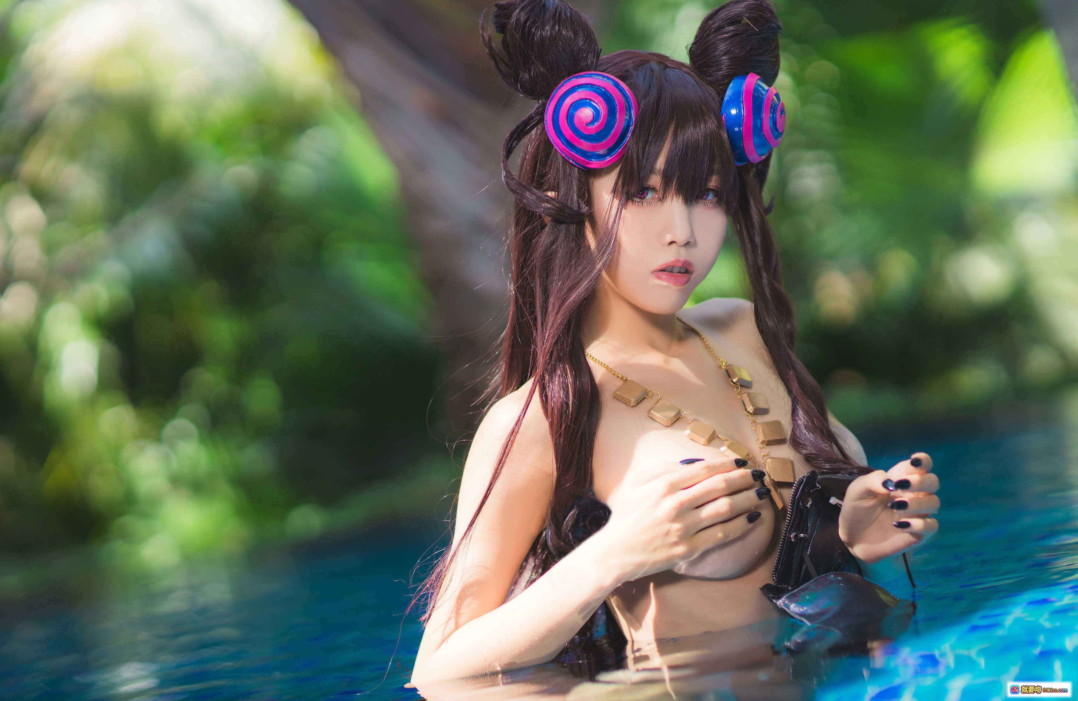 图片[9] - 水淼NO.038紫式部水着Ver Cosplay沙滩写真 二次元美少女泳装造型 紫蓝螺旋发饰 比基尼造型 41P高清图集 - 就要吻