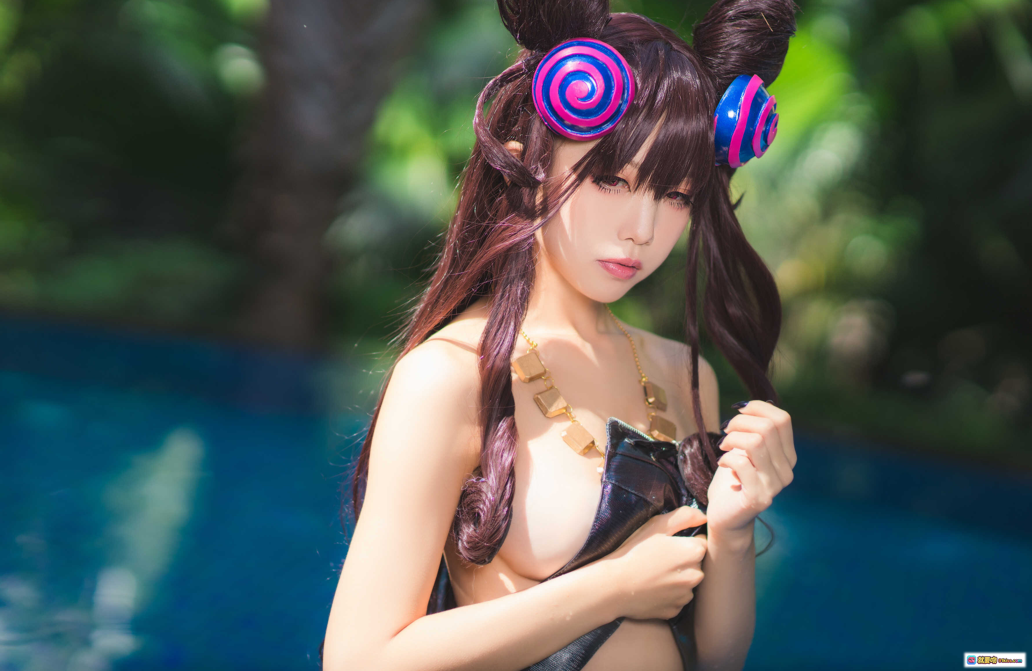 图片[2] - 水淼NO.038紫式部水着Ver Cosplay沙滩写真 二次元美少女泳装造型 紫蓝螺旋发饰 比基尼造型 41P高清图集 - 就要吻
