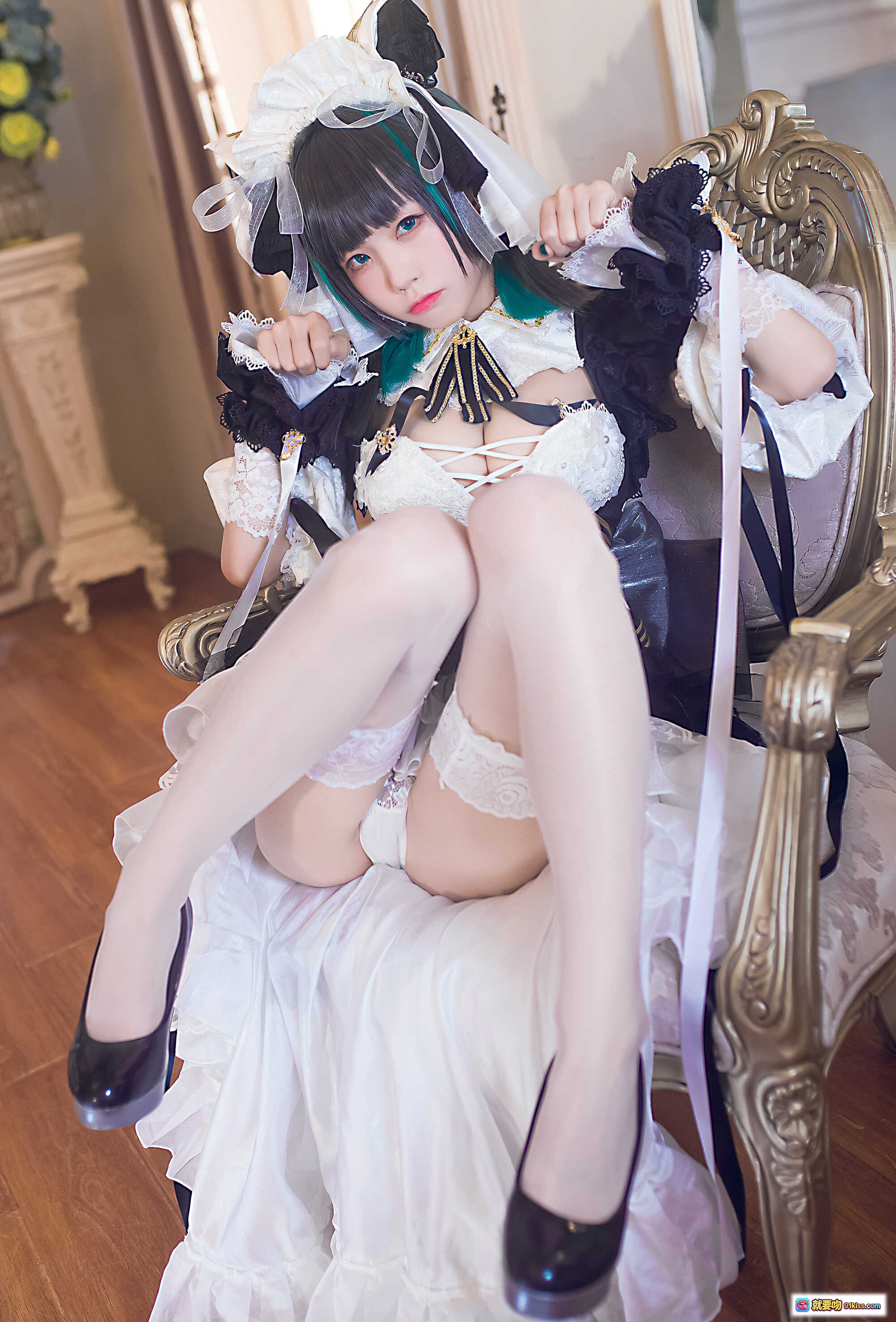 图片[6] - 水淼NO.054柴郡黑白色洛丽塔女仆装写真 35P高清美图 甜美蕾丝蝴蝶结造型 优雅室内拍摄 - 就要吻