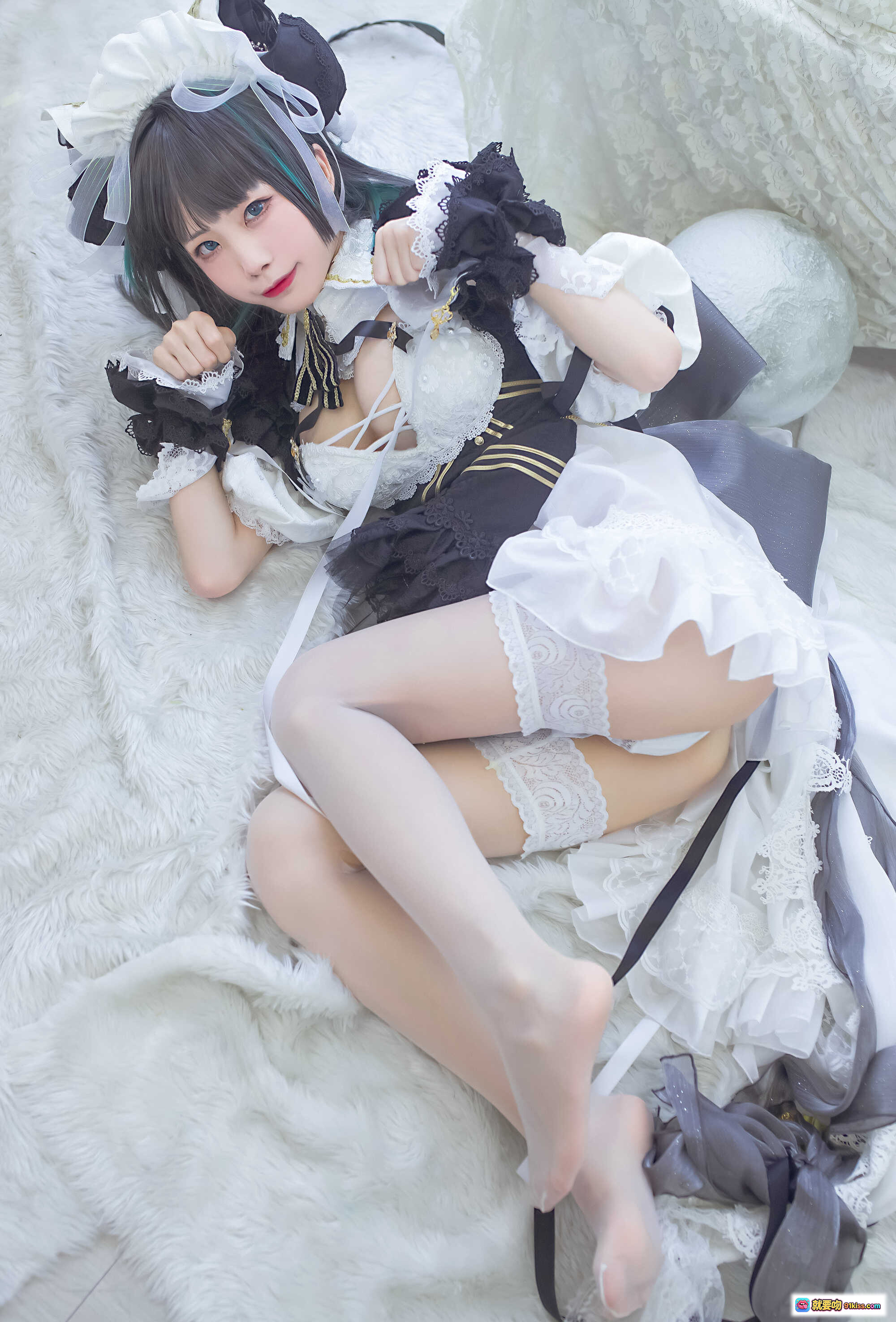 图片[10] - 水淼NO.054柴郡黑白色洛丽塔女仆装写真 35P高清美图 甜美蕾丝蝴蝶结造型 优雅室内拍摄 - 就要吻