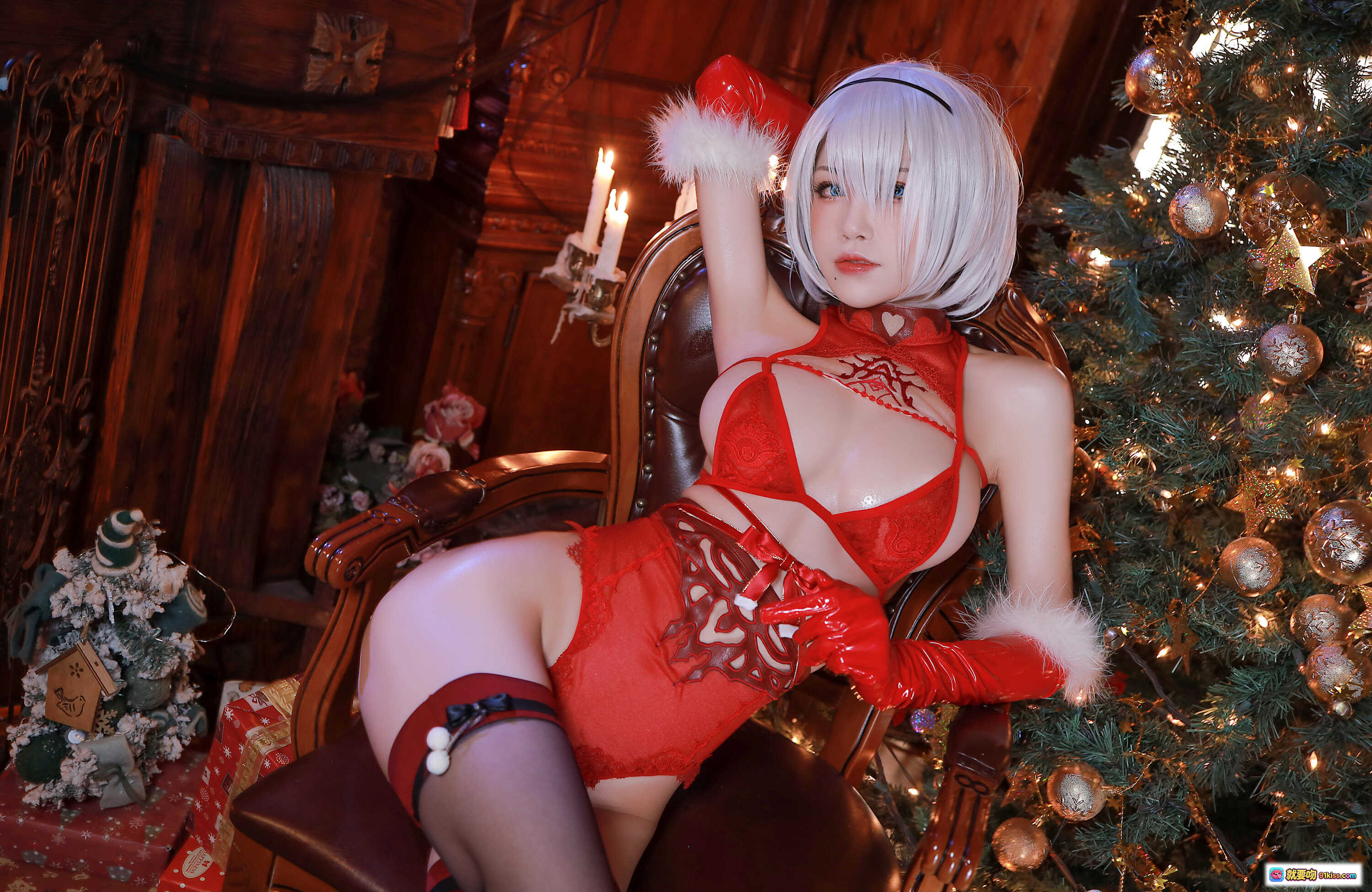 图片[7] - 水淼Aqua NO.072圣诞2B Cosplay写真 | 红色绑带内衣+长手套+圣诞礼物环绕 | 108P高清美图 - 就要吻