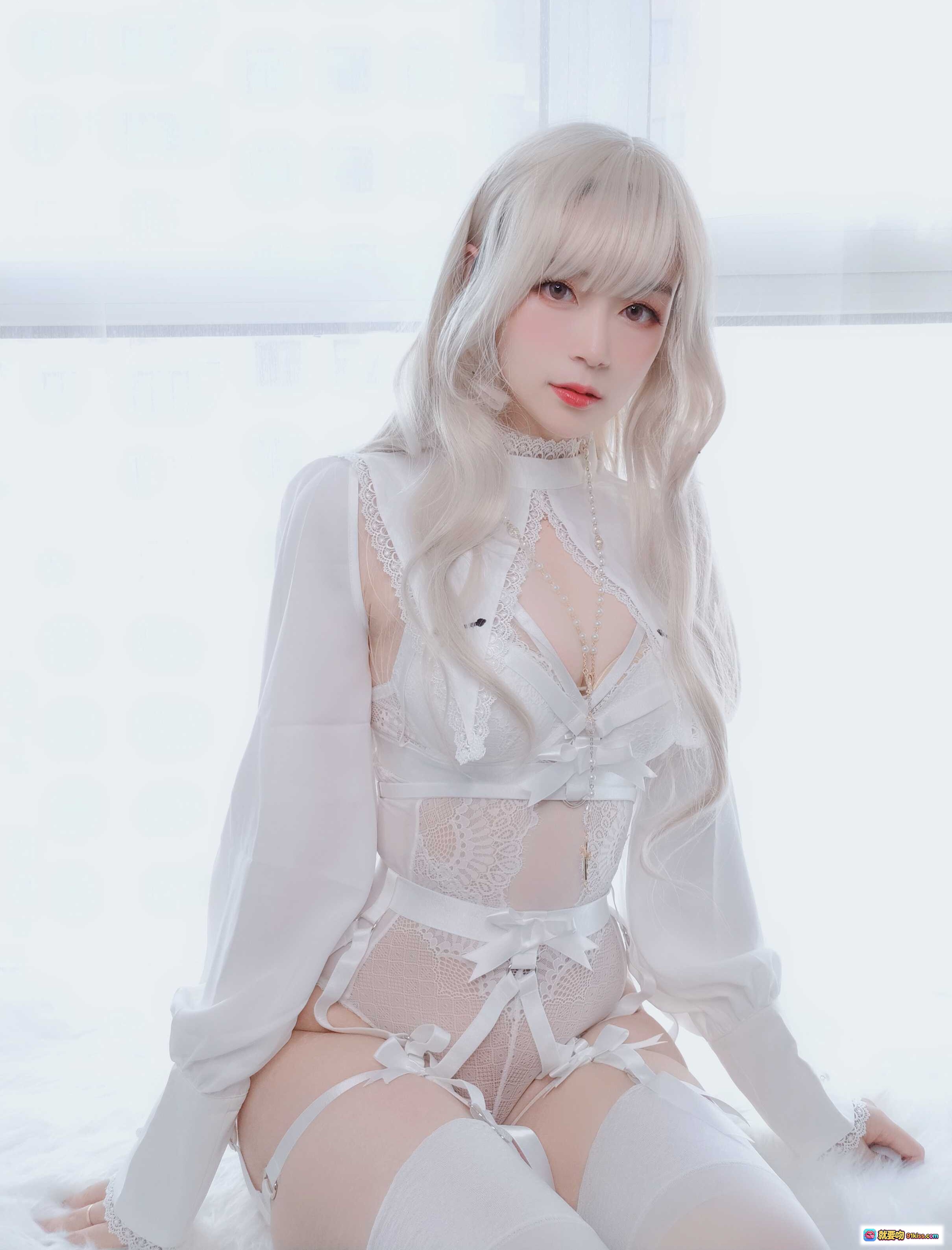 图片[8] - 白银81 NO.018 纯白圣女写真 56P高清蕾丝内衣白发少女教堂风私房摄影 - 就要吻