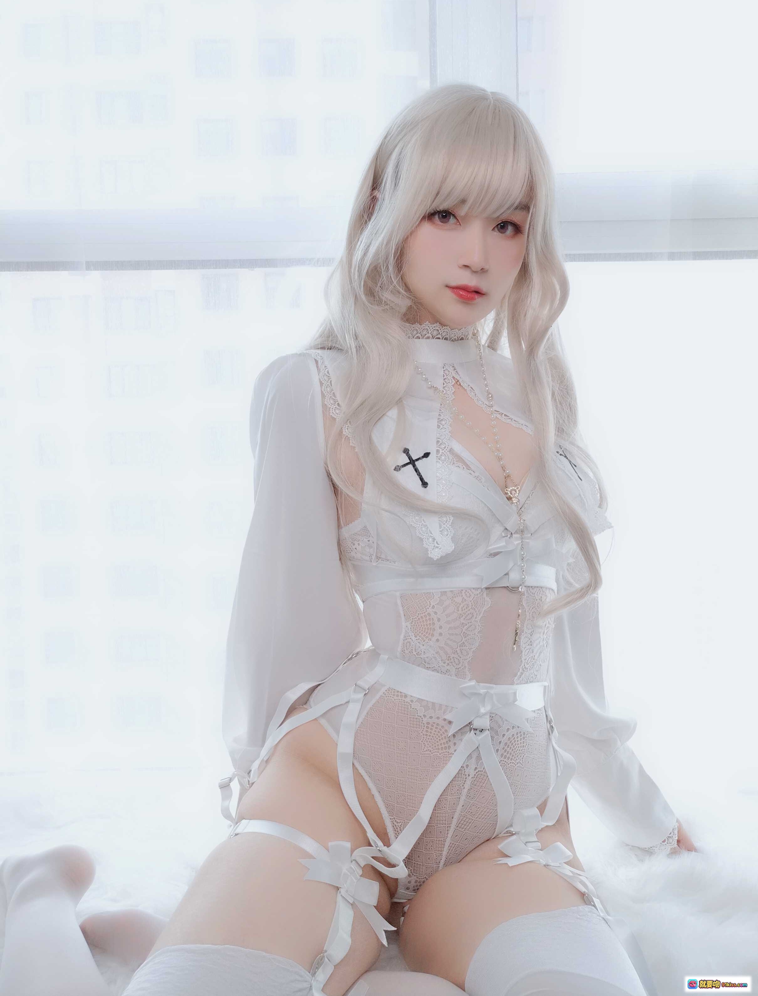 图片[2] - 白银81 NO.018 纯白圣女写真 56P高清蕾丝内衣白发少女教堂风私房摄影 - 就要吻