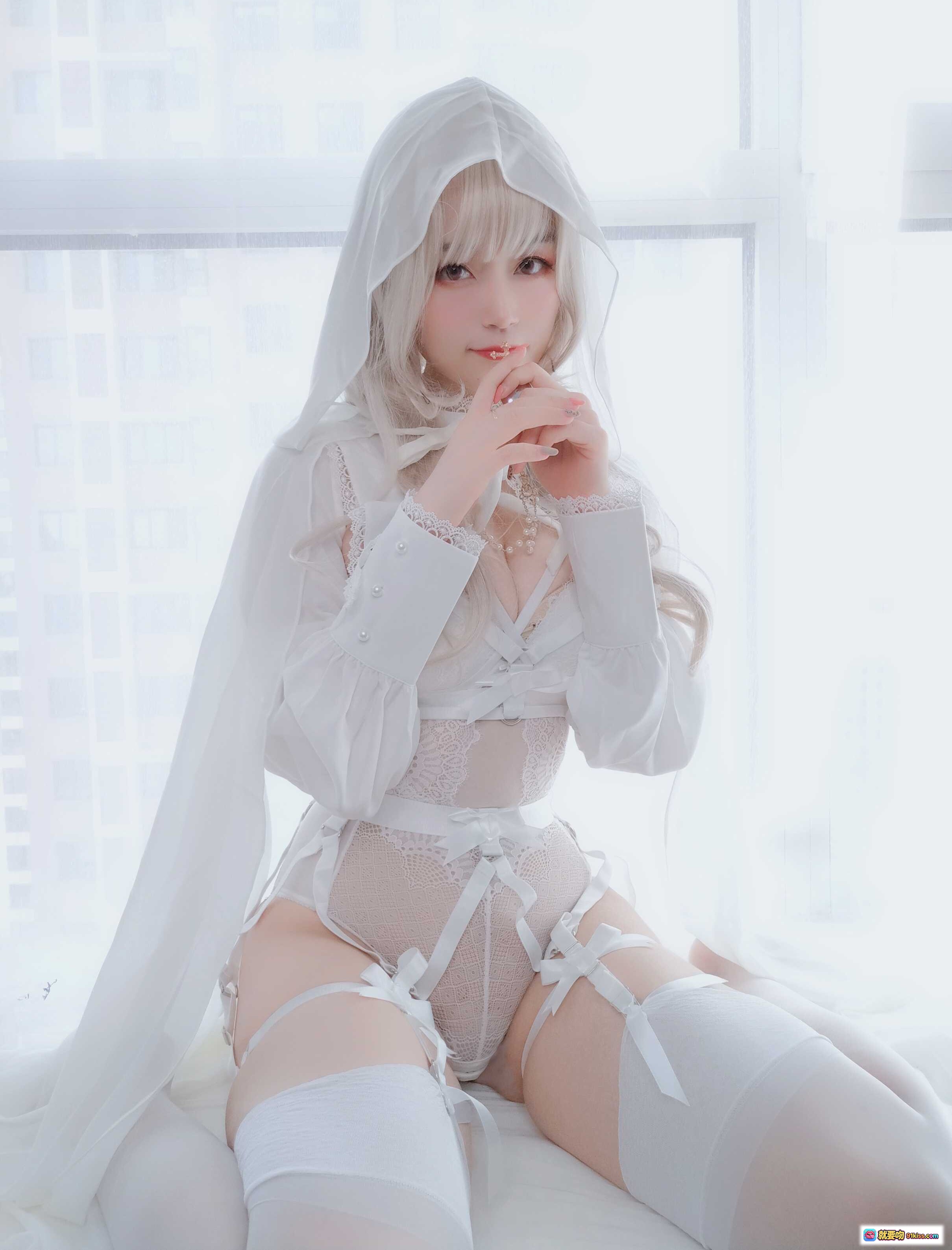 图片[7] - 白银81 NO.018 纯白圣女写真 56P高清蕾丝内衣白发少女教堂风私房摄影 - 就要吻