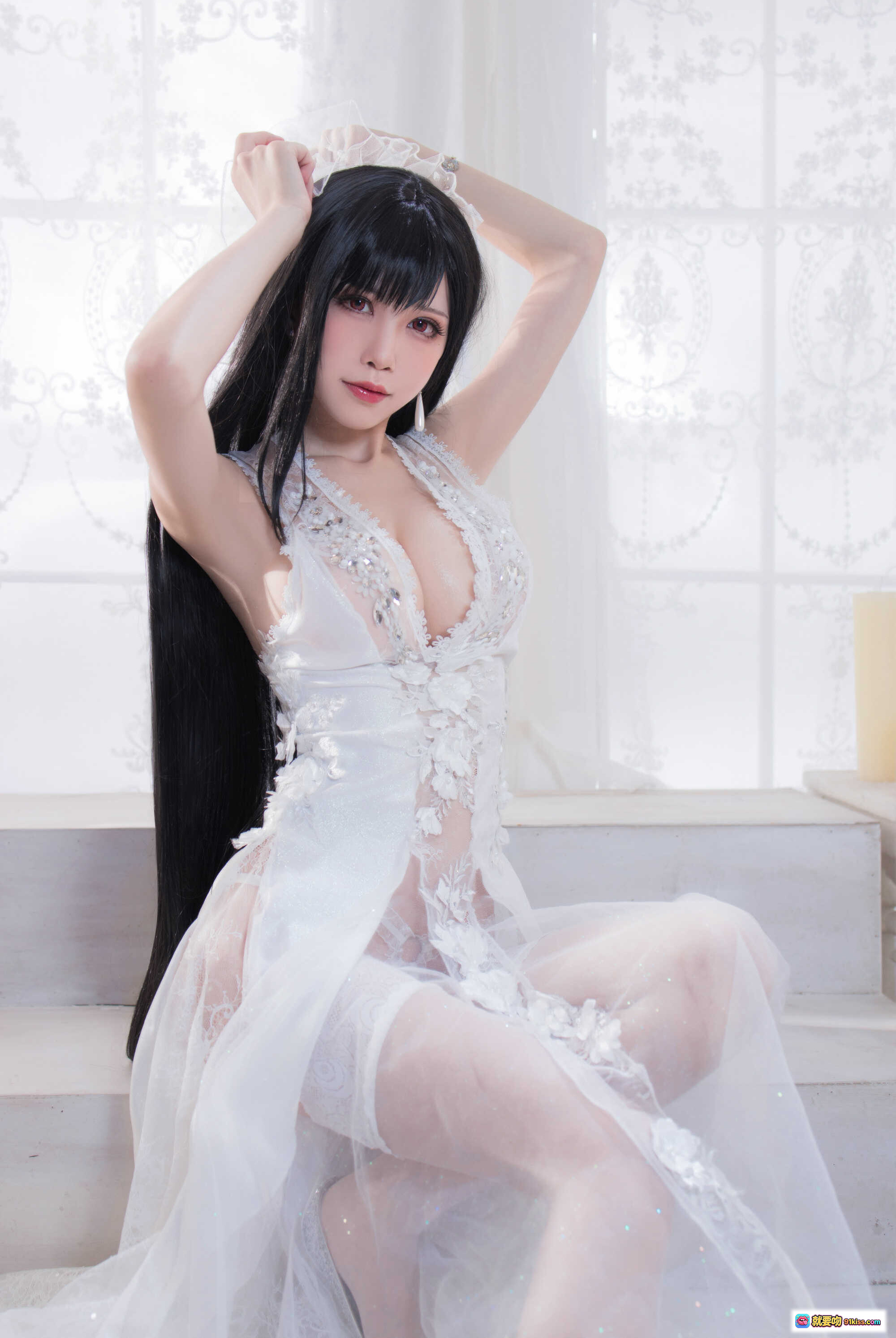 图片[5] - 水淼NO.063蒂法蜜蜂cosplay黑皮婚纱造型酒吧场景88P高清写真 - 就要吻