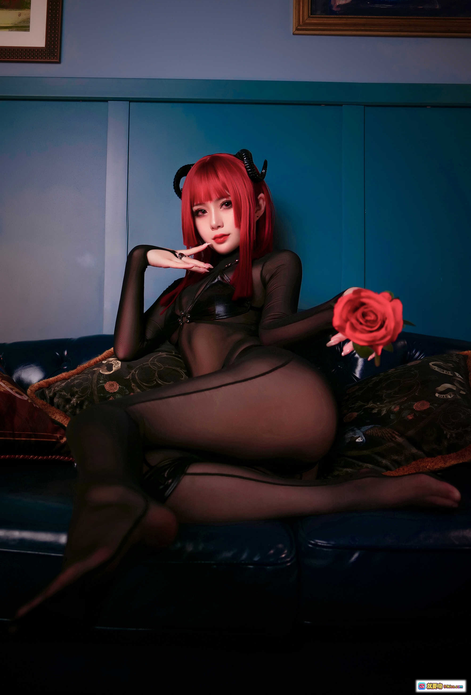 图片[1] - 晓美妈&羊大真人NO.029《魔女集会》红发恶魔角黑丝诱惑写真30P高清图集 - 就要吻