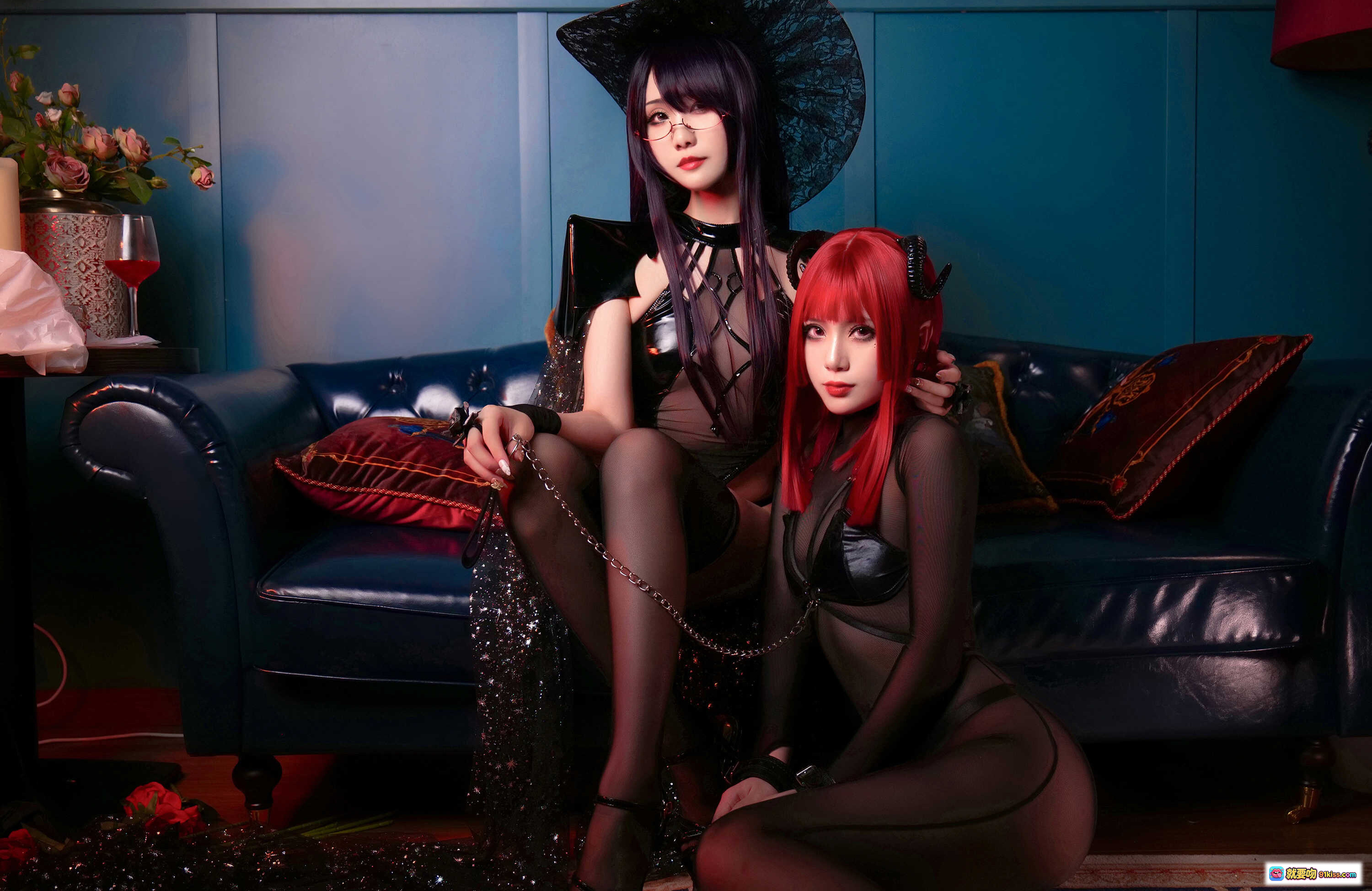 图片[9] - 晓美妈&羊大真人NO.029《魔女集会》红发恶魔角黑丝诱惑写真30P高清图集 - 就要吻