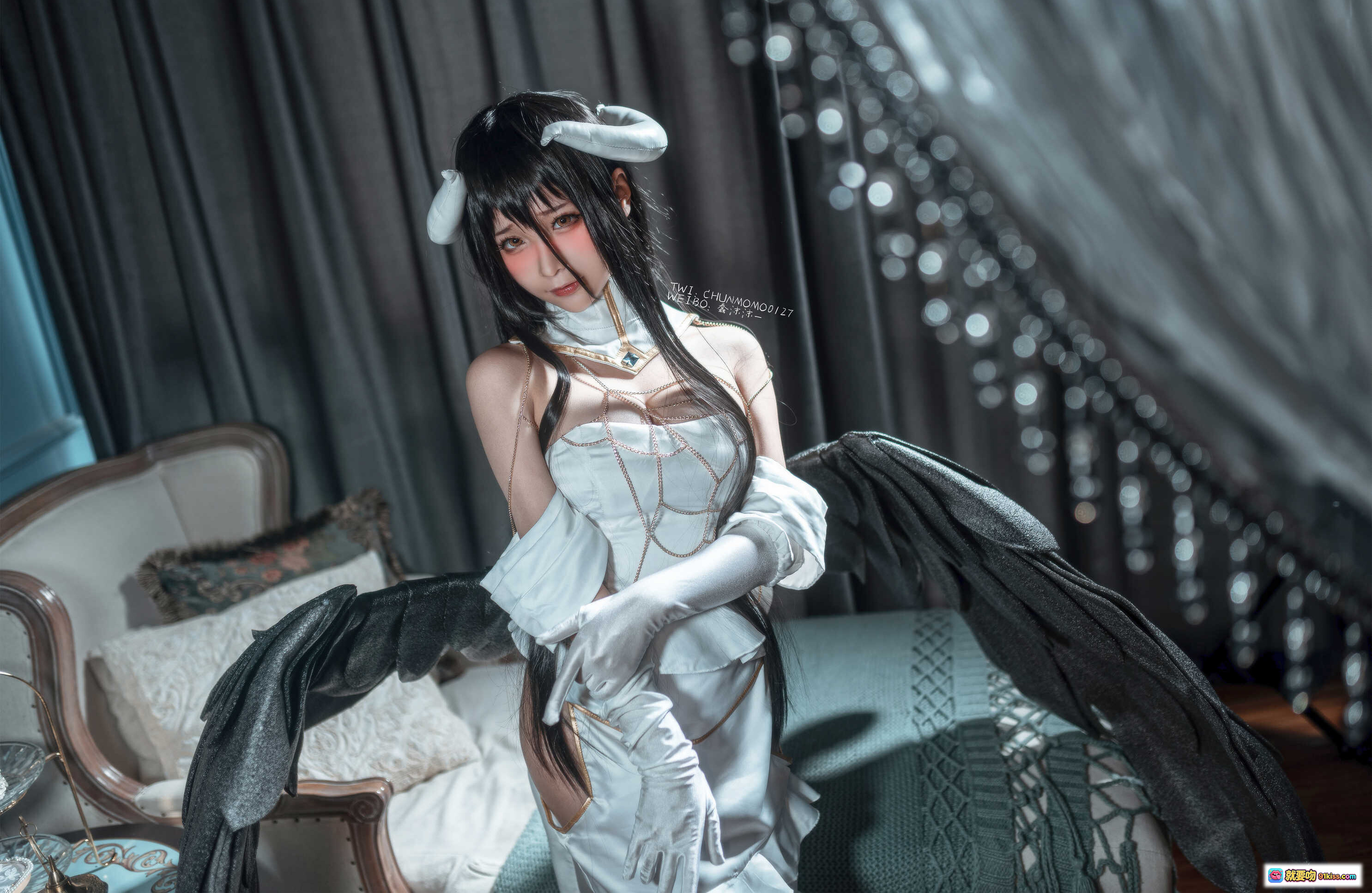 图片[4] - 蠢沫沫NO.086雅儿贝德原皮Cosplay写真｜精致白裙金链装饰｜长发手套优雅造型｜40P高清图集 - 就要吻
