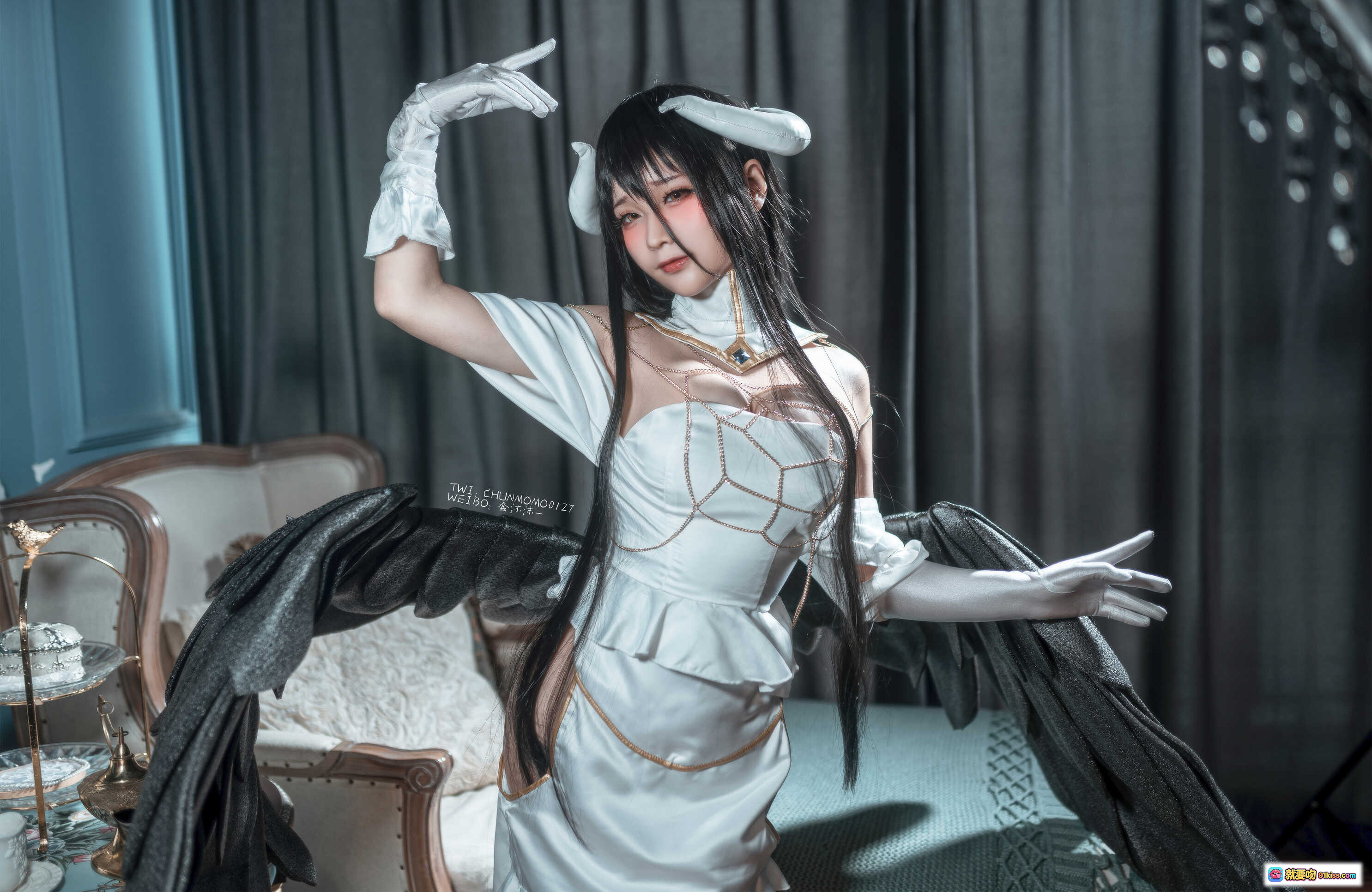 图片[7] - 蠢沫沫NO.086雅儿贝德原皮Cosplay写真｜精致白裙金链装饰｜长发手套优雅造型｜40P高清图集 - 就要吻