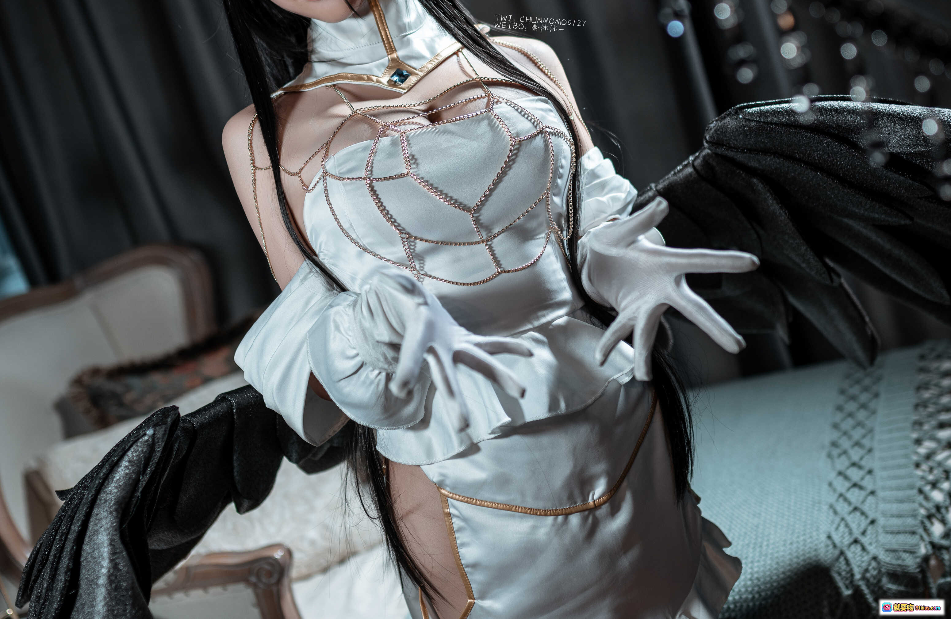 图片[10] - 蠢沫沫NO.086雅儿贝德原皮Cosplay写真｜精致白裙金链装饰｜长发手套优雅造型｜40P高清图集 - 就要吻