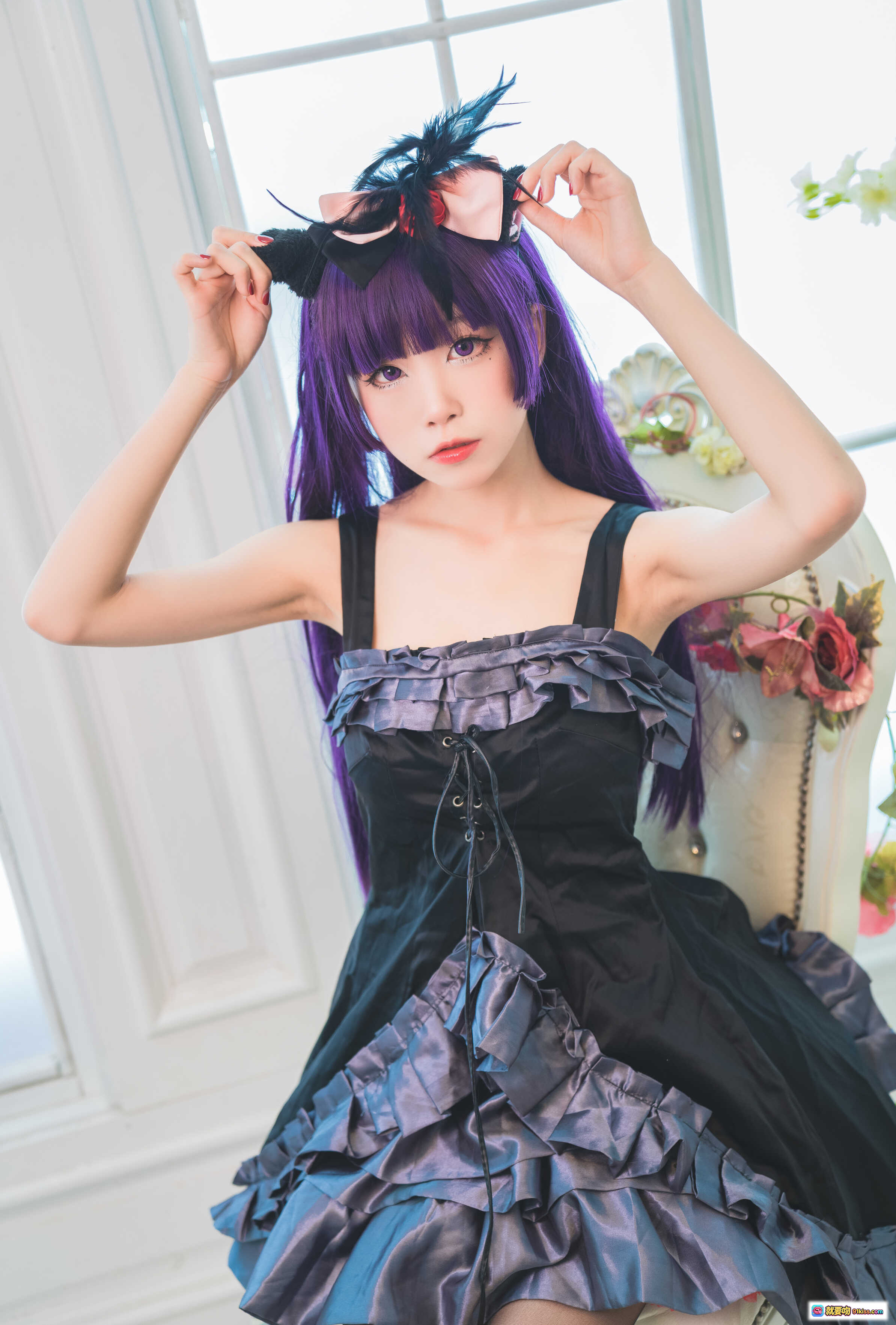 图片[7] - 水淼NO.022黑猫cos冷门小礼服紫色长发猫耳黑丝美腿室内写真9P高清图集 - 就要吻