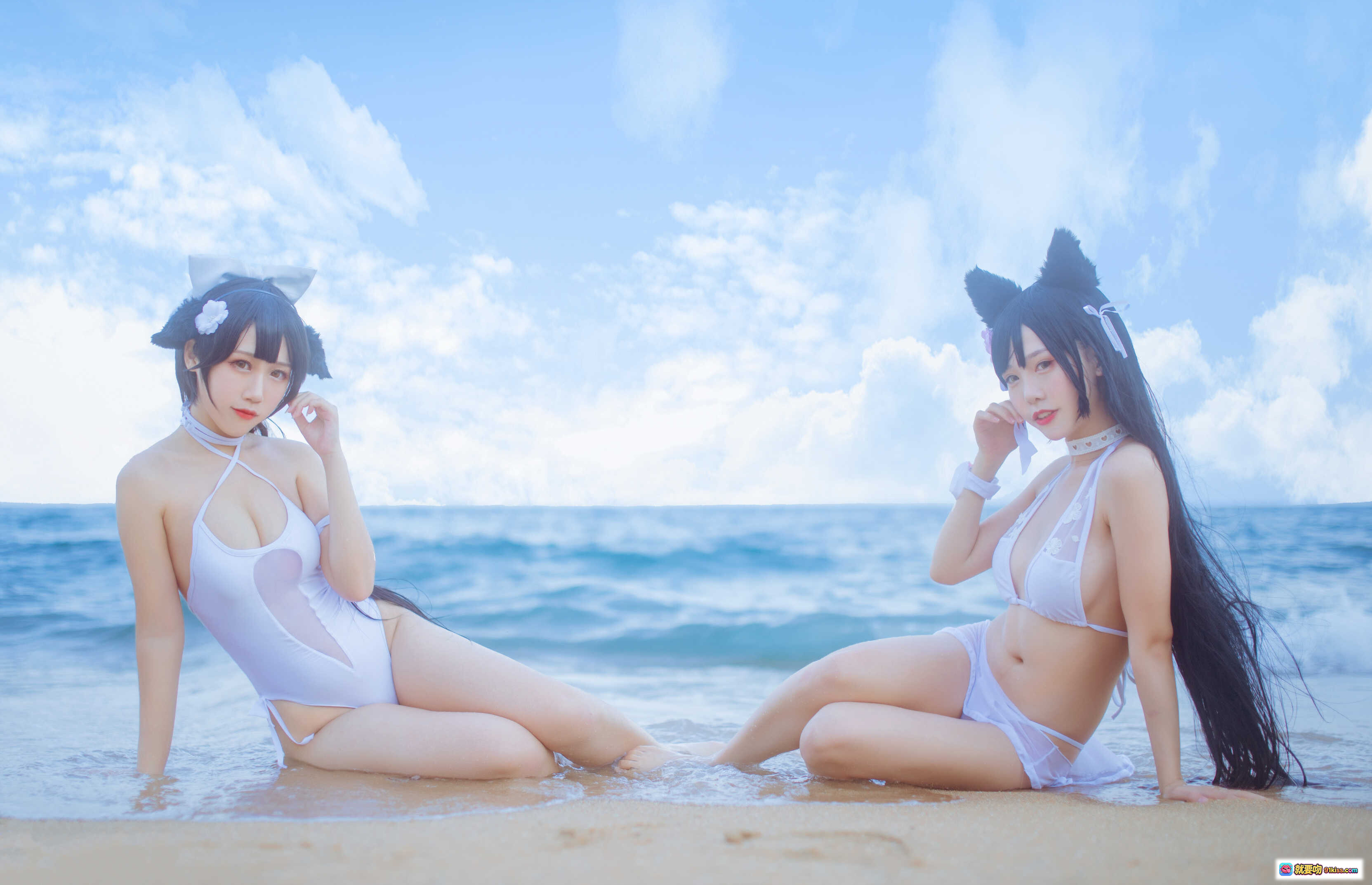 图片[8] - 抖娘利世NO.006海边泳装写真｜不呆猫联名獒犬角色扮演｜白色比基尼岩石海岸拍摄｜41P高清图集 - 就要吻