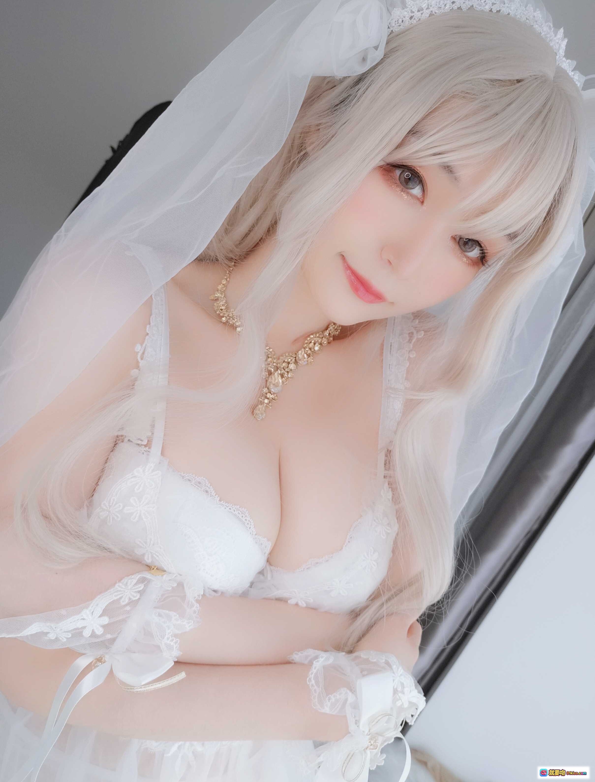 图片[6] - 白银81 NO.034 纯白花嫁写真｜银发新娘头纱造型｜精致妆容珠宝配饰｜161P高画质美图 - 就要吻