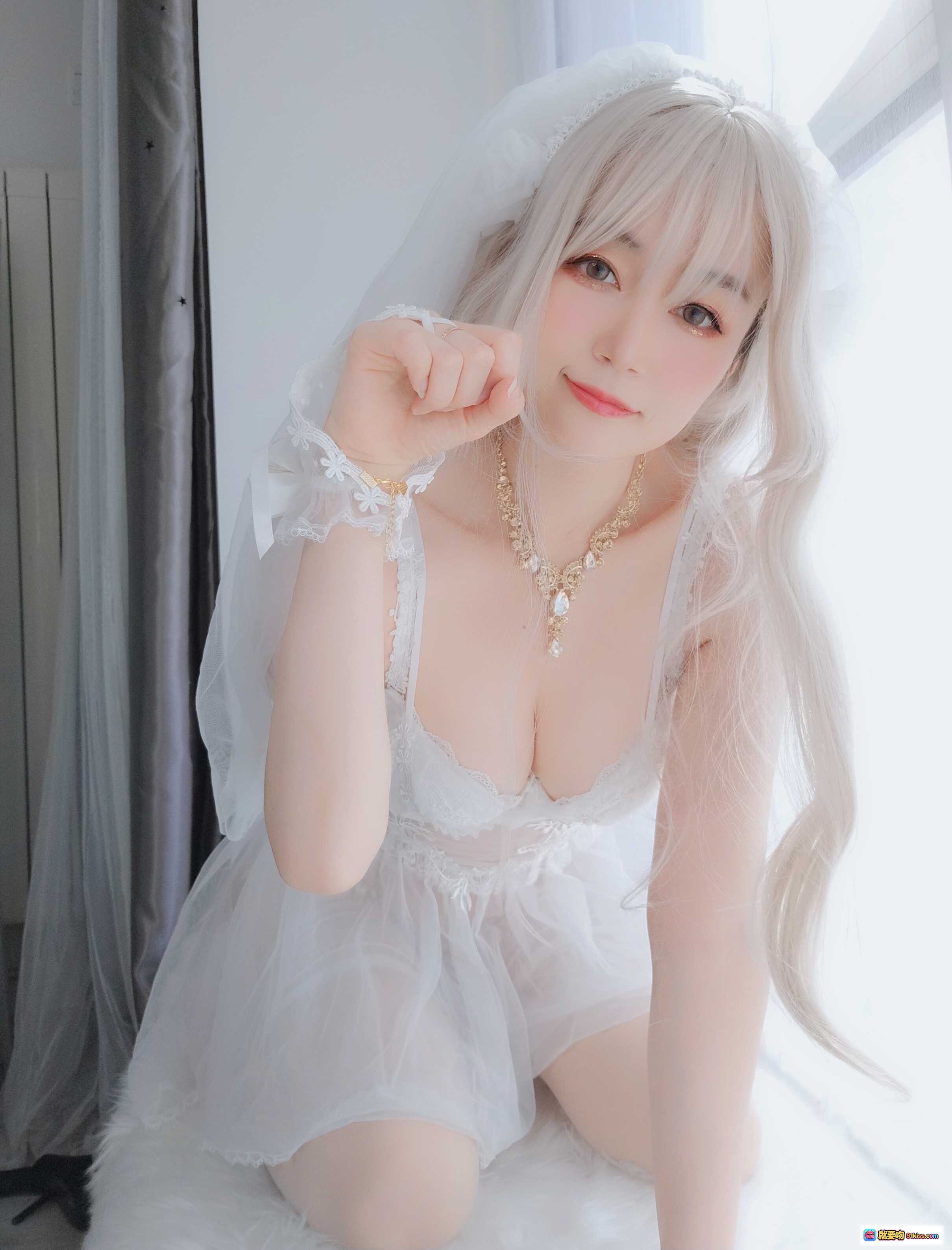 图片[9] - 白银81 NO.034 纯白花嫁写真｜银发新娘头纱造型｜精致妆容珠宝配饰｜161P高画质美图 - 就要吻