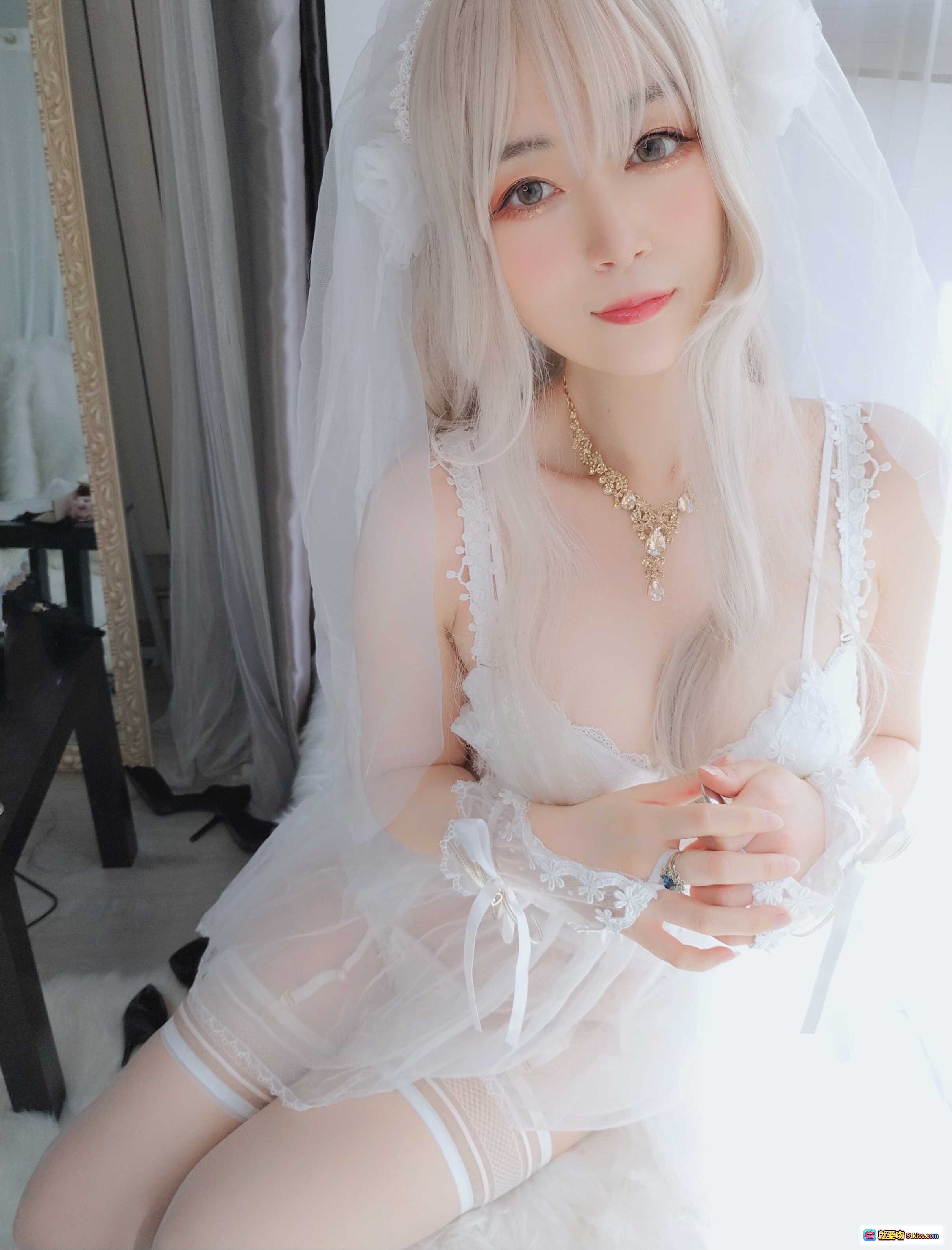 图片[5] - 白银81 NO.034 纯白花嫁写真｜银发新娘头纱造型｜精致妆容珠宝配饰｜161P高画质美图 - 就要吻