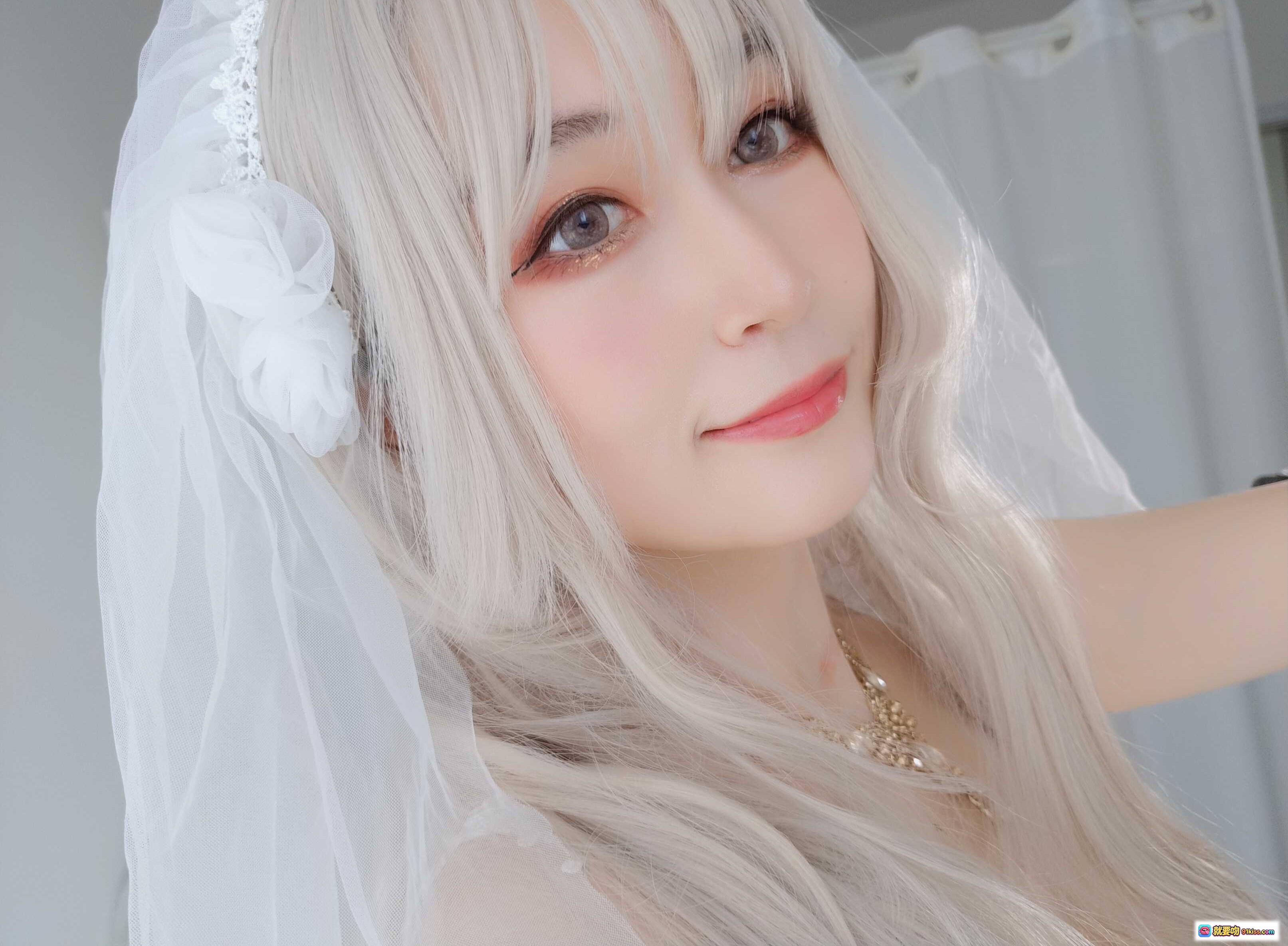 图片[2] - 白银81 NO.034 纯白花嫁写真｜银发新娘头纱造型｜精致妆容珠宝配饰｜161P高画质美图 - 就要吻