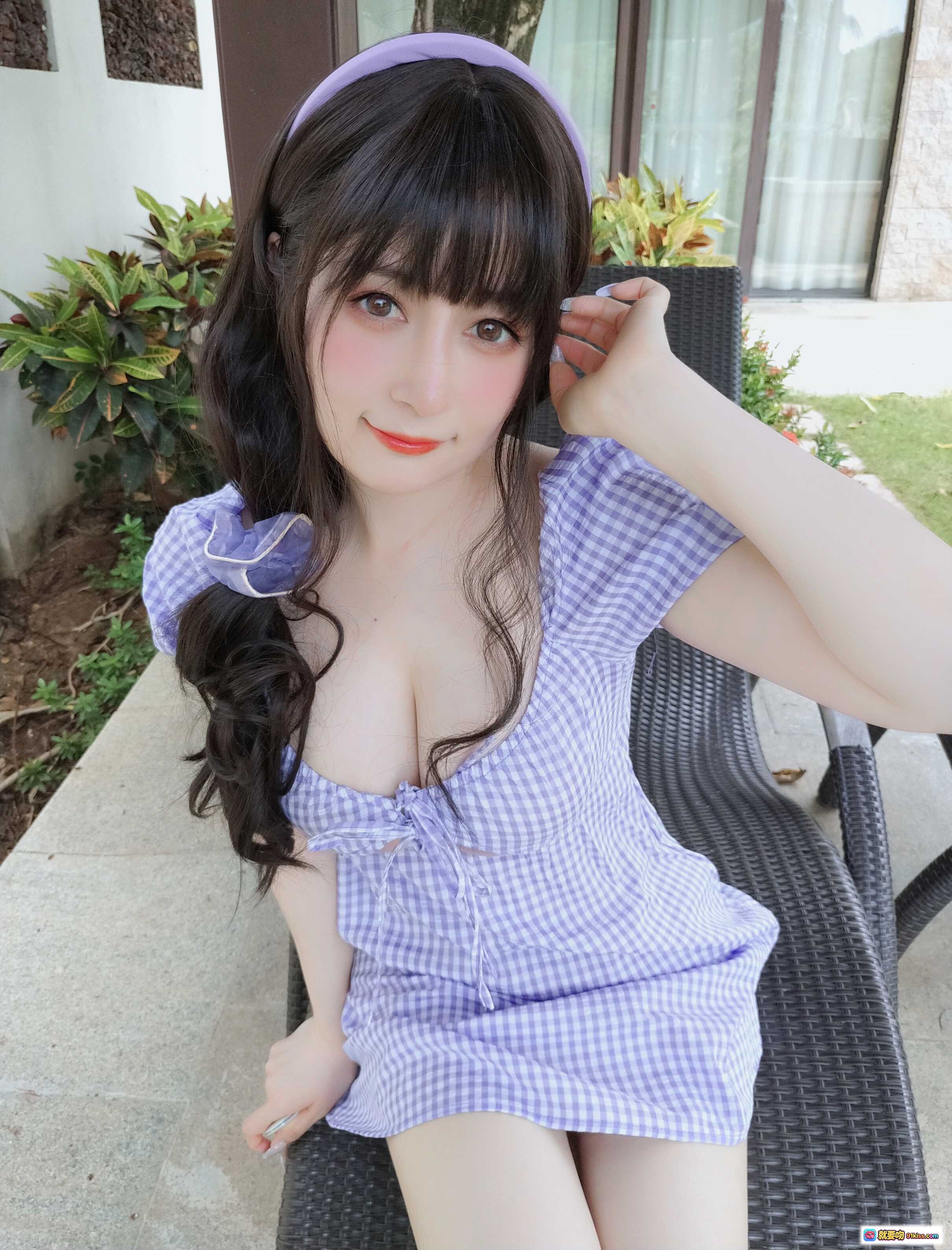 图片[4] - 白银81 NO.081 8月会员合集 2021-08-01 紫格子连衣裙甜美少女风室内写真 清新自然氛围感美拍 - 就要吻