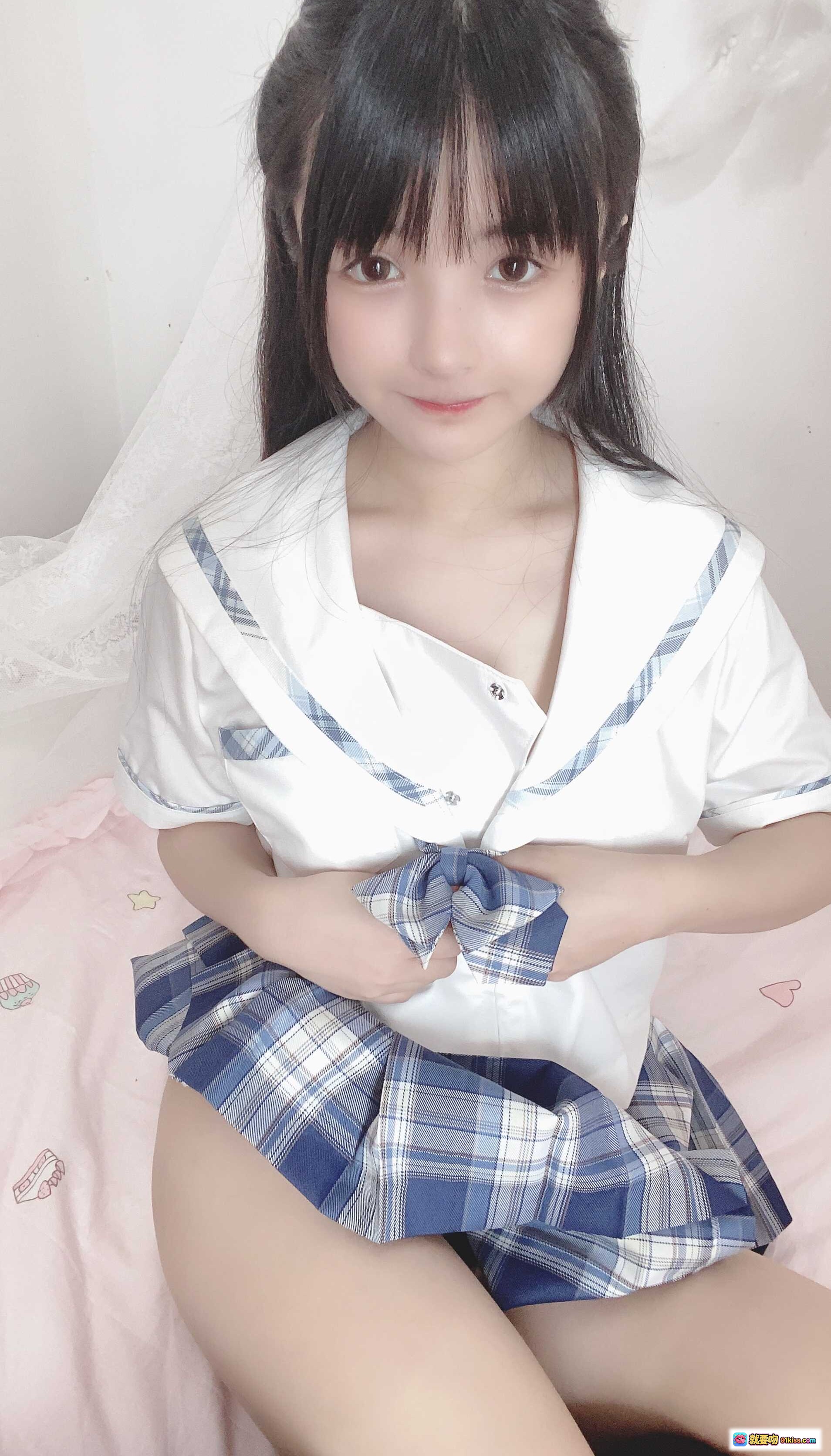 图片[6] - 桜井宁宁 NO.012 JK日常写真 51P高清美图 白色内衣少女私房照 甜美清纯风格 粉色床单背景 柔光人像摄影 - 就要吻