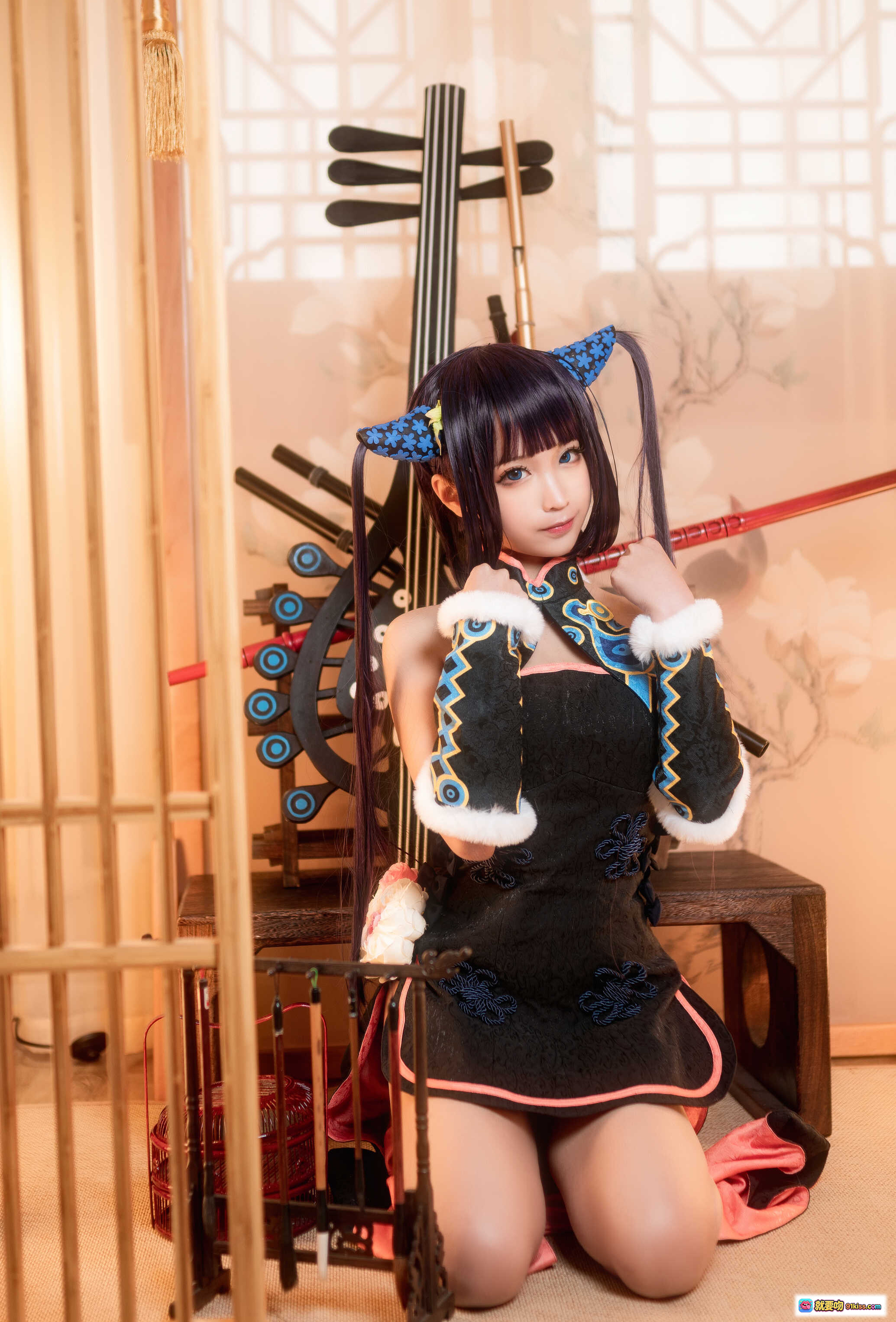 图片[7] - 蠢沫沫NO.085杨玉环二破写真 丝袜美腿花朵装饰黑粉和风服饰性感私房摄影40P高清图集 - 就要吻