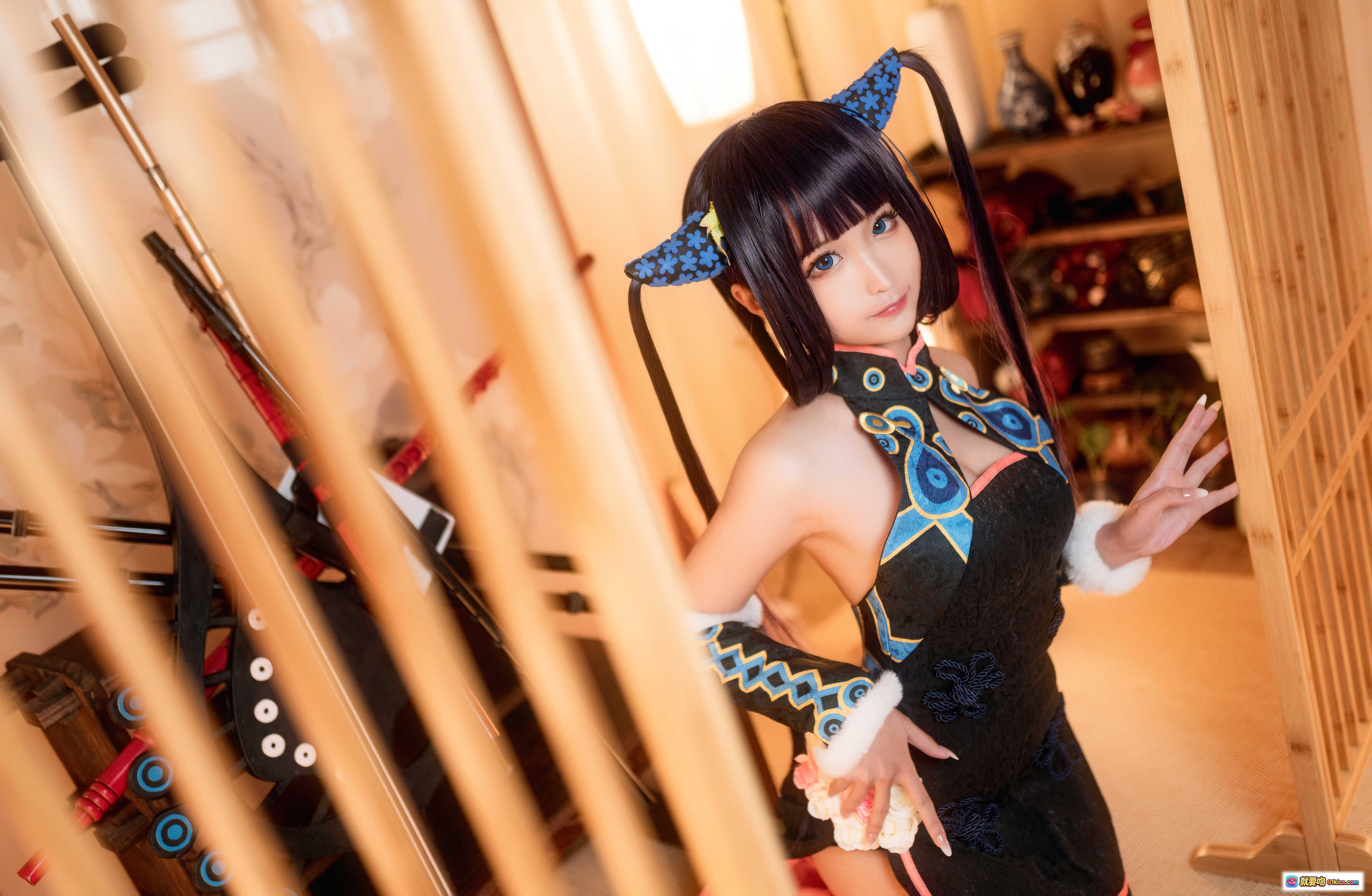 图片[9] - 蠢沫沫NO.085杨玉环二破写真 丝袜美腿花朵装饰黑粉和风服饰性感私房摄影40P高清图集 - 就要吻