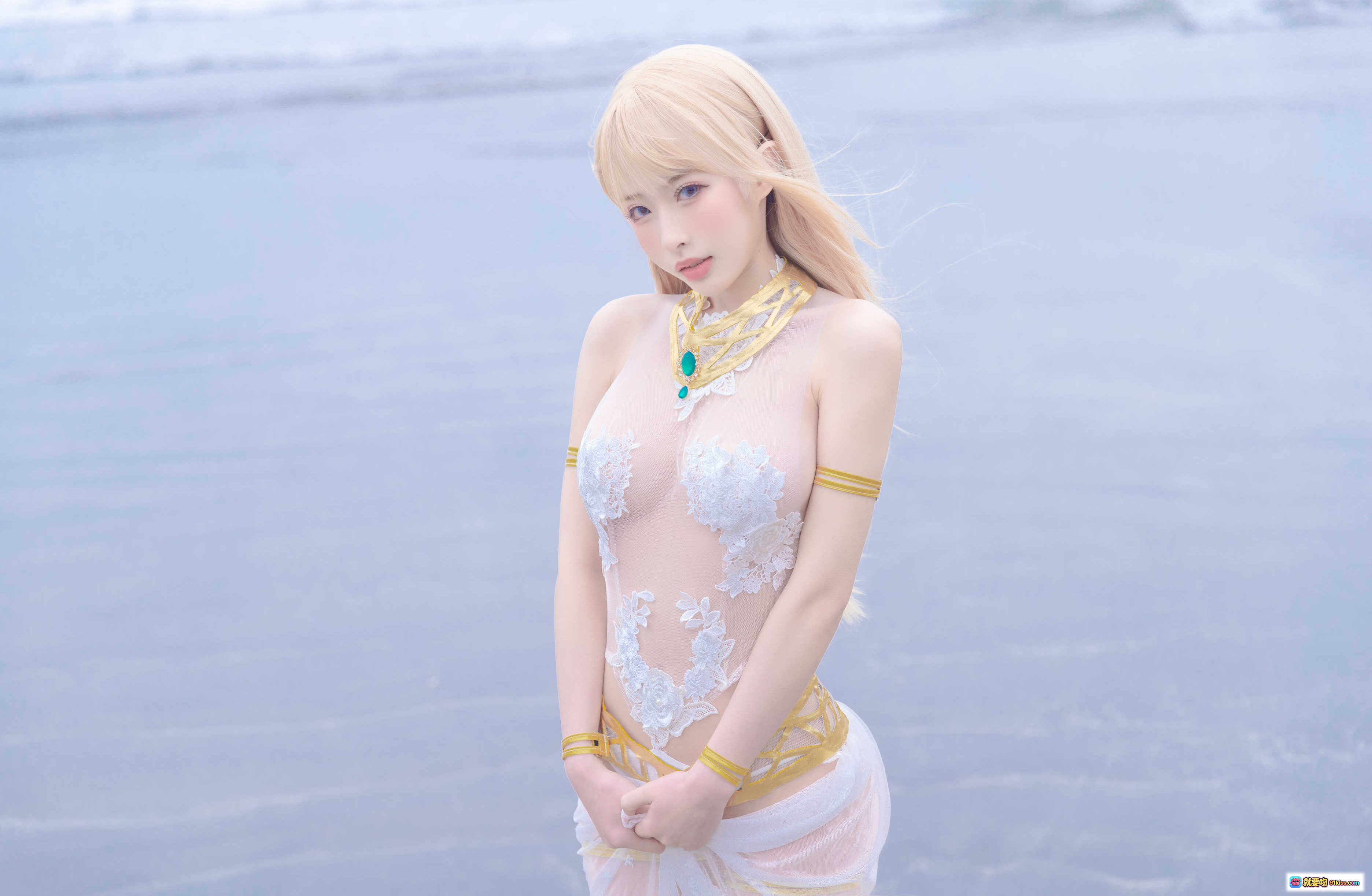 图片[3] - 清水由乃NO.022玛丽萝丝白色泳衣写真 金发碧眼海滩性感Cosplay 33P高清图集 - 就要吻