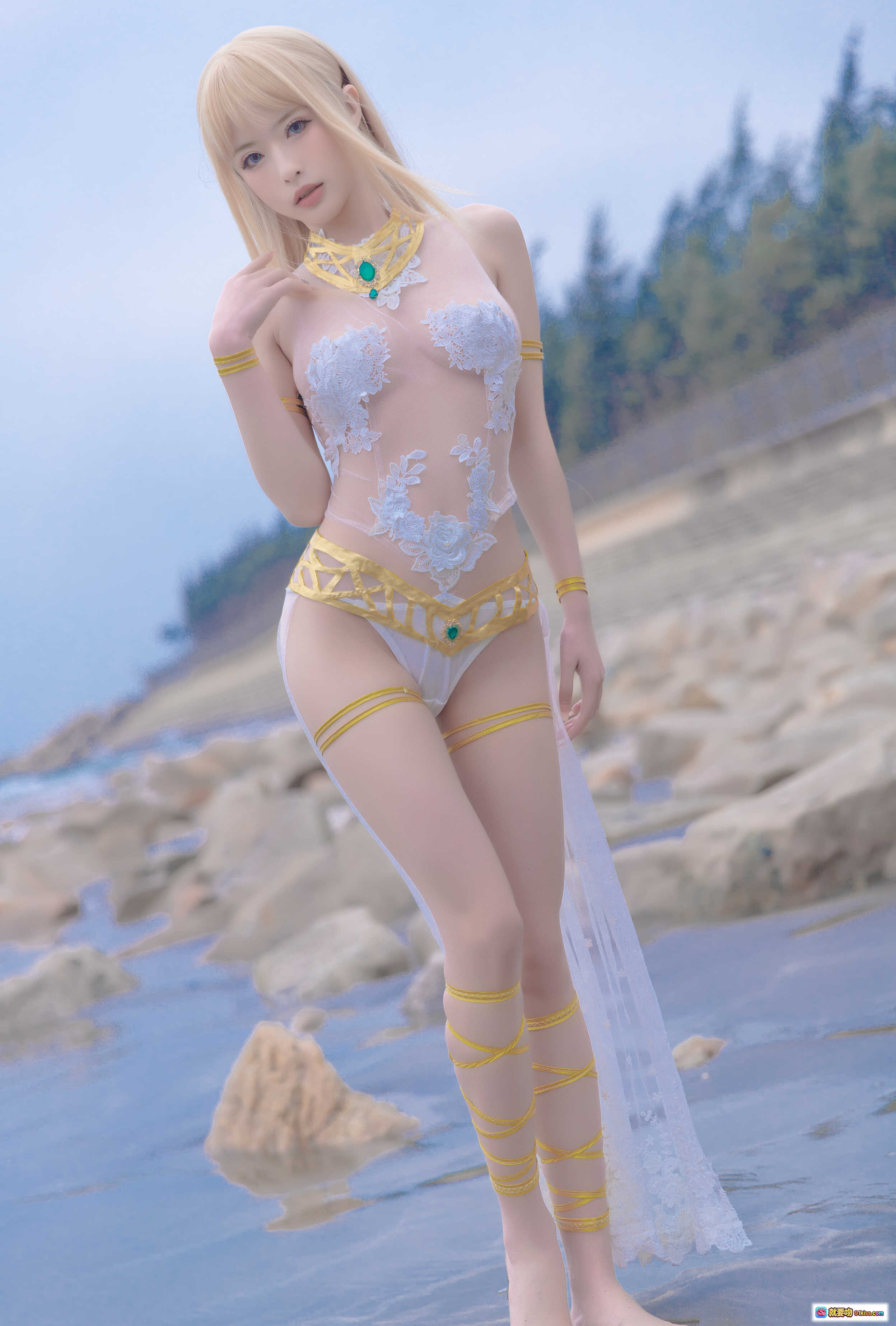 图片[7] - 清水由乃NO.022玛丽萝丝白色泳衣写真 金发碧眼海滩性感Cosplay 33P高清图集 - 就要吻