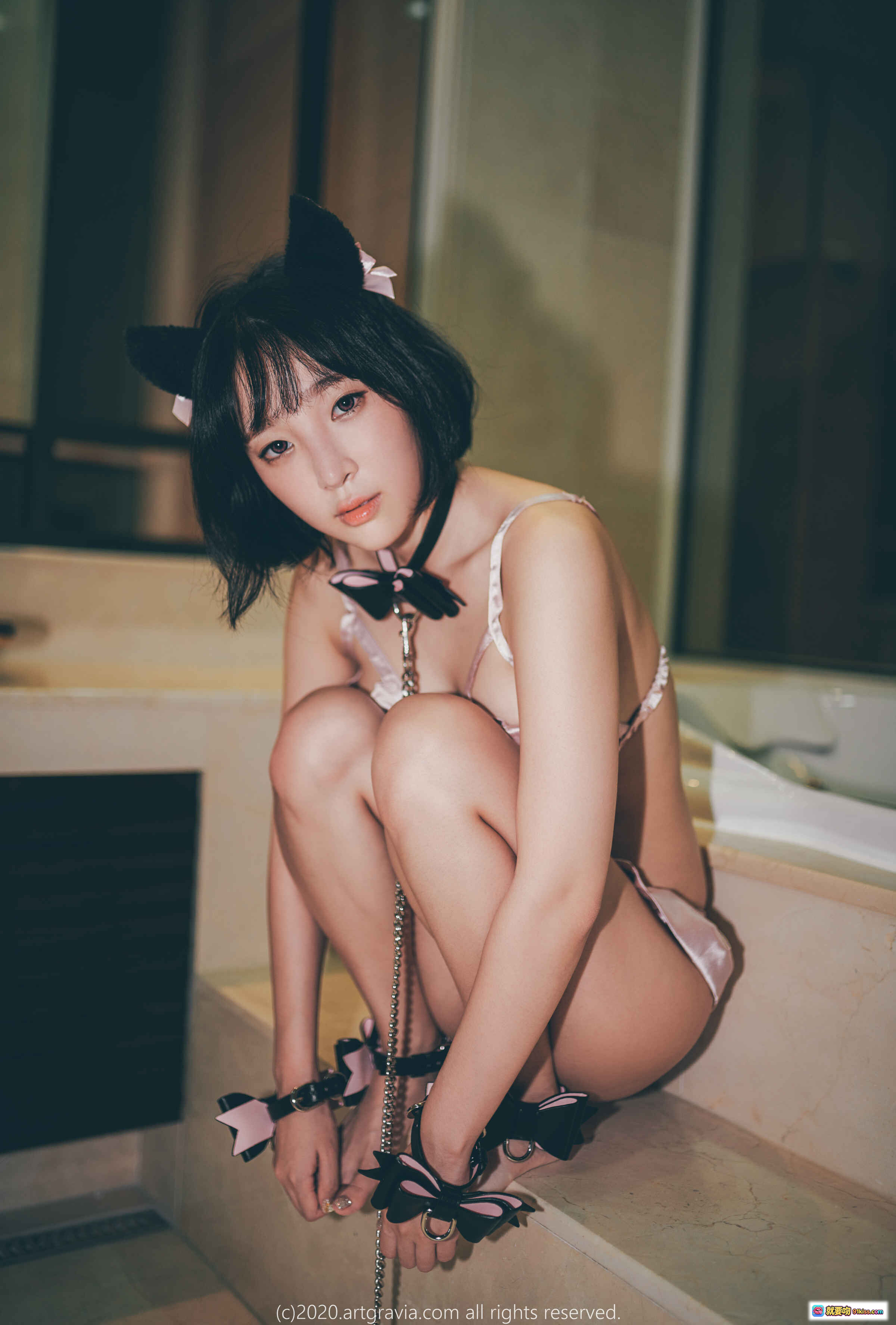 图片[2] - 姜仁卿 NO.023 ARTGRAVIA_VOL142 粉色蕾丝内衣写真 甜美猫耳造型 地板躺姿性感美拍 时尚私房摄影精选 - 就要吻