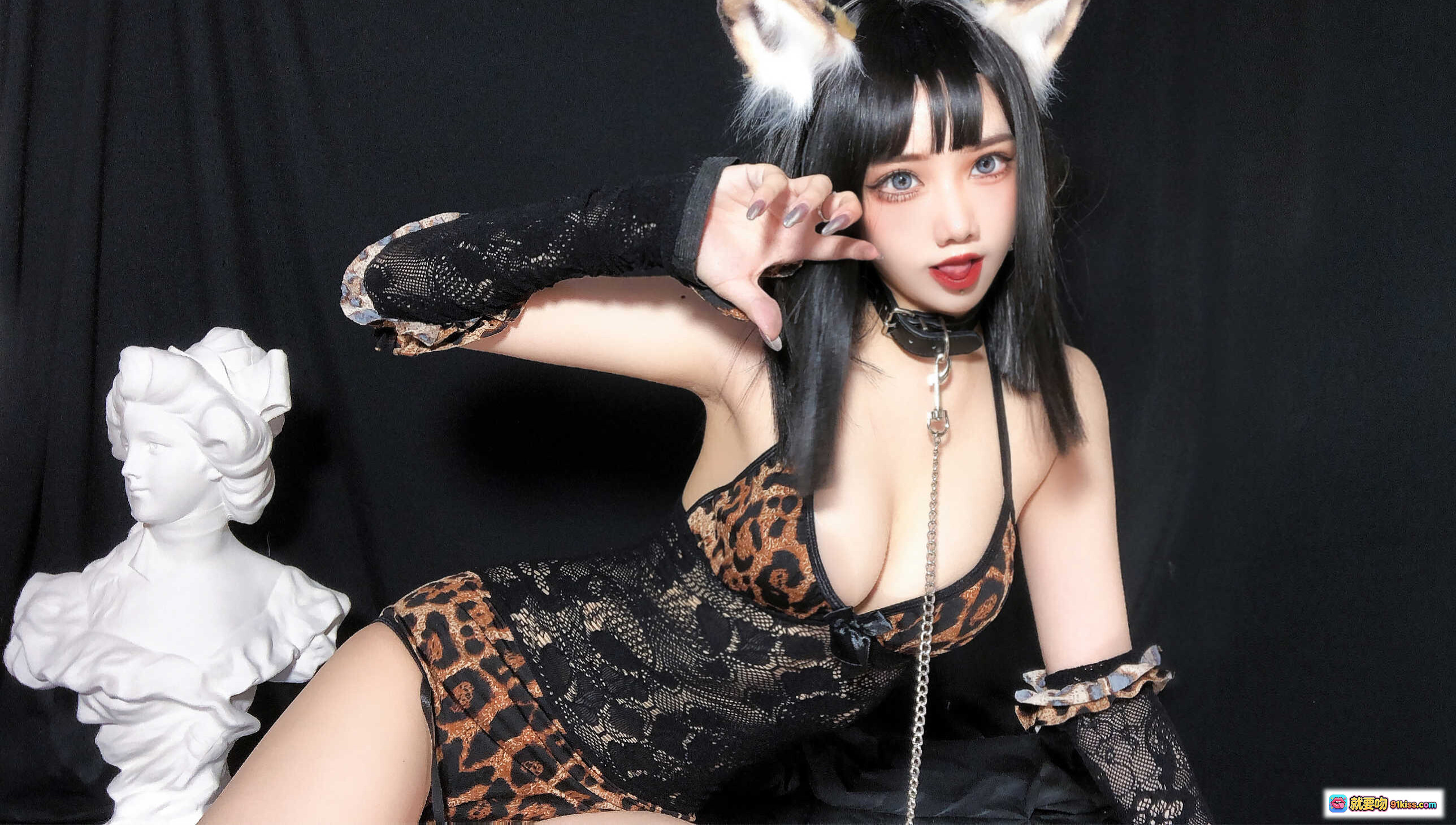 图片[6] - 果咩酱w NO.022 豹纹女郎黑发猫耳蕾丝内衣写真 25P高清美图 - 就要吻