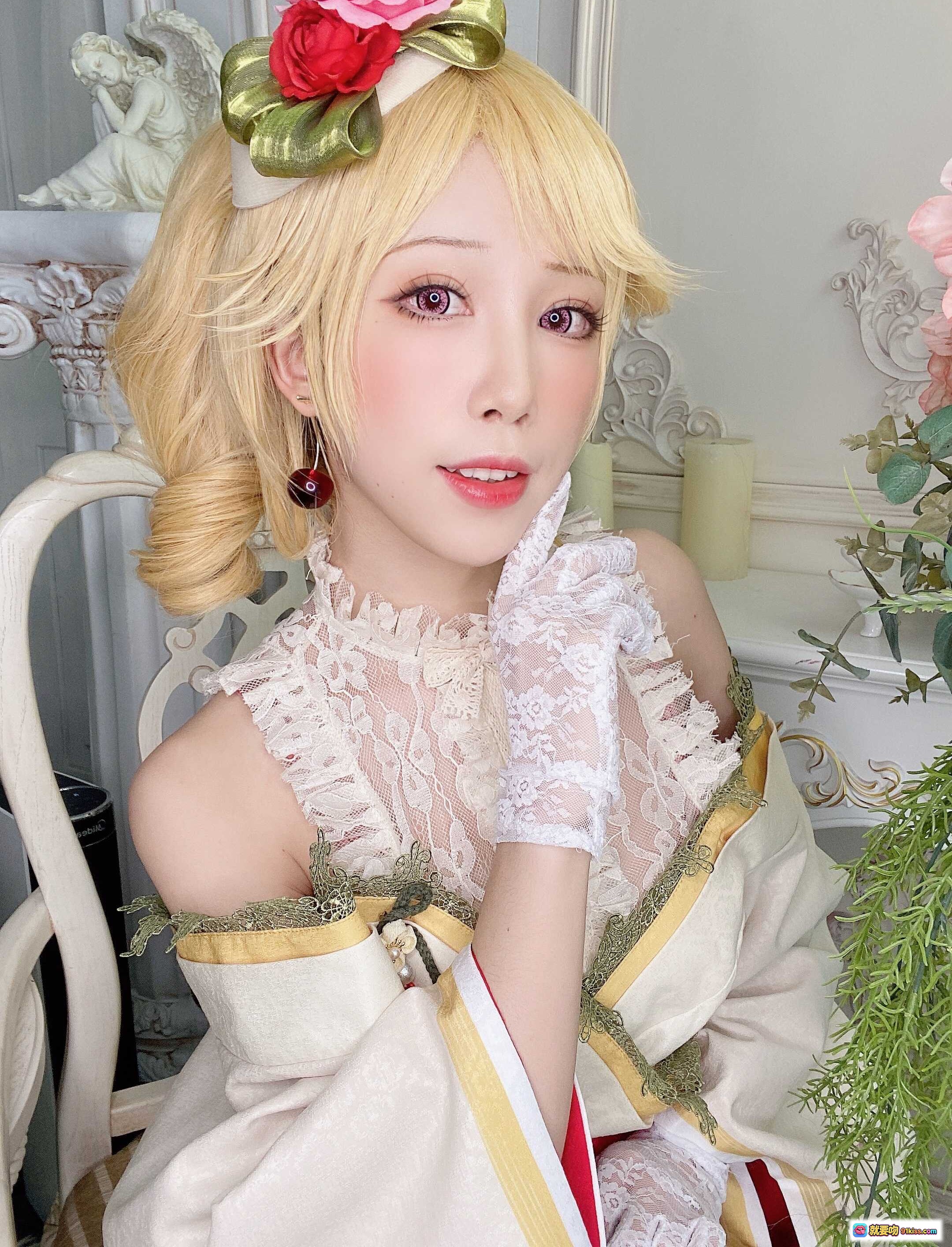 图片[5] - 水淼aqua NO.079 黎塞留新春自拍｜洛丽塔蕾丝洋装+玫瑰发饰+下午茶场景+精致妆容+古典宫廷风写真 - 就要吻