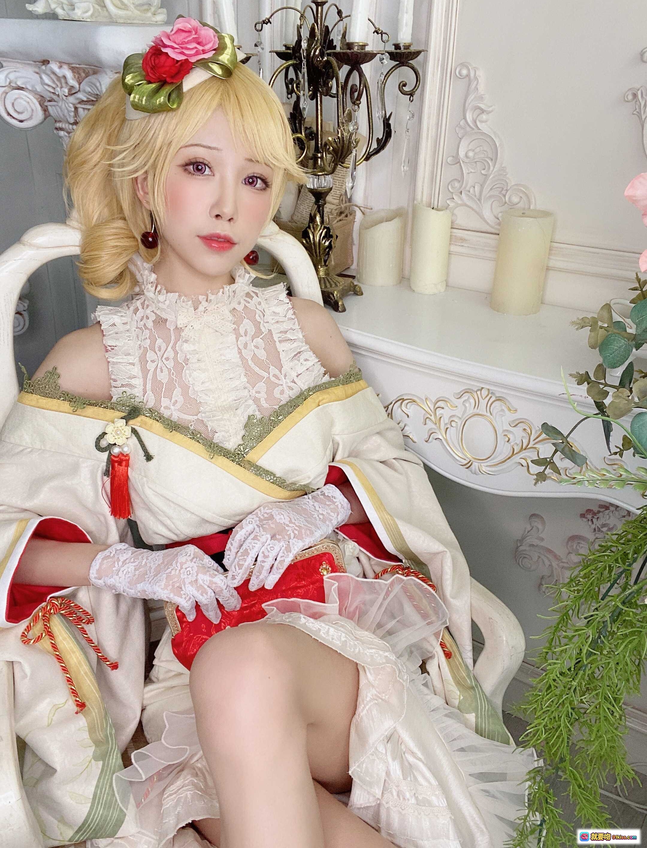 图片[3] - 水淼aqua NO.079 黎塞留新春自拍｜洛丽塔蕾丝洋装+玫瑰发饰+下午茶场景+精致妆容+古典宫廷风写真 - 就要吻