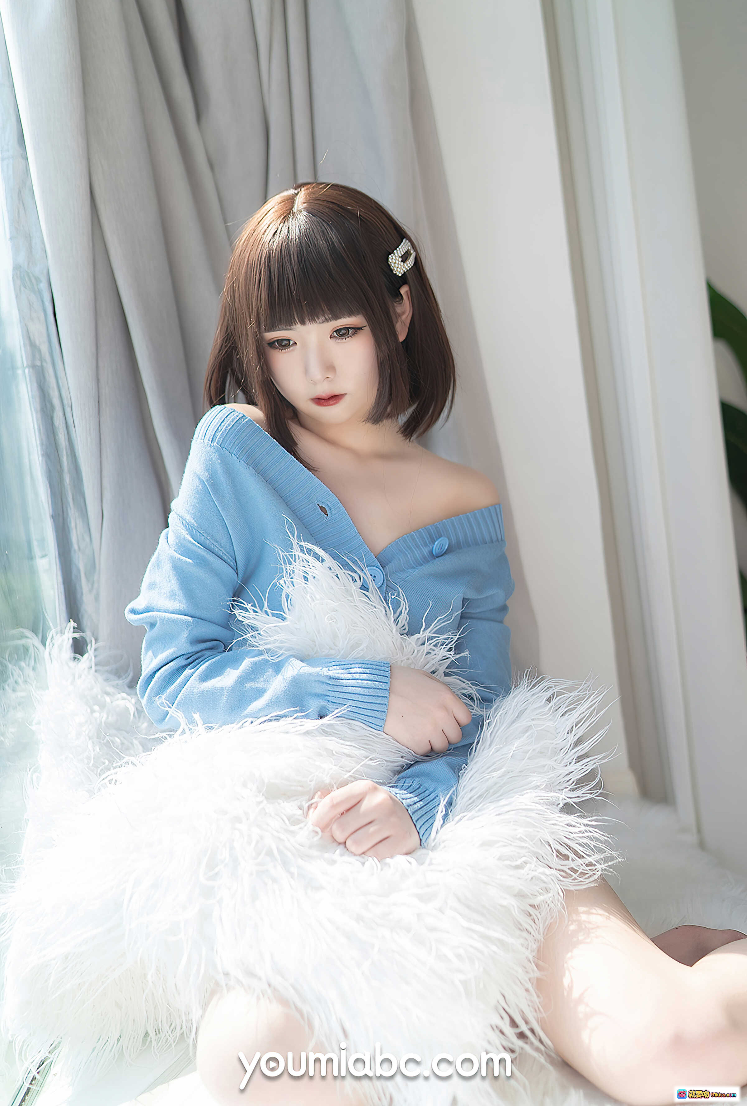 图片[10] - 薄荷蓝少女向小圆清新写真｜YouMi尤蜜2020.11.30｜35P高质私房照｜甜美短发居家风 - 就要吻