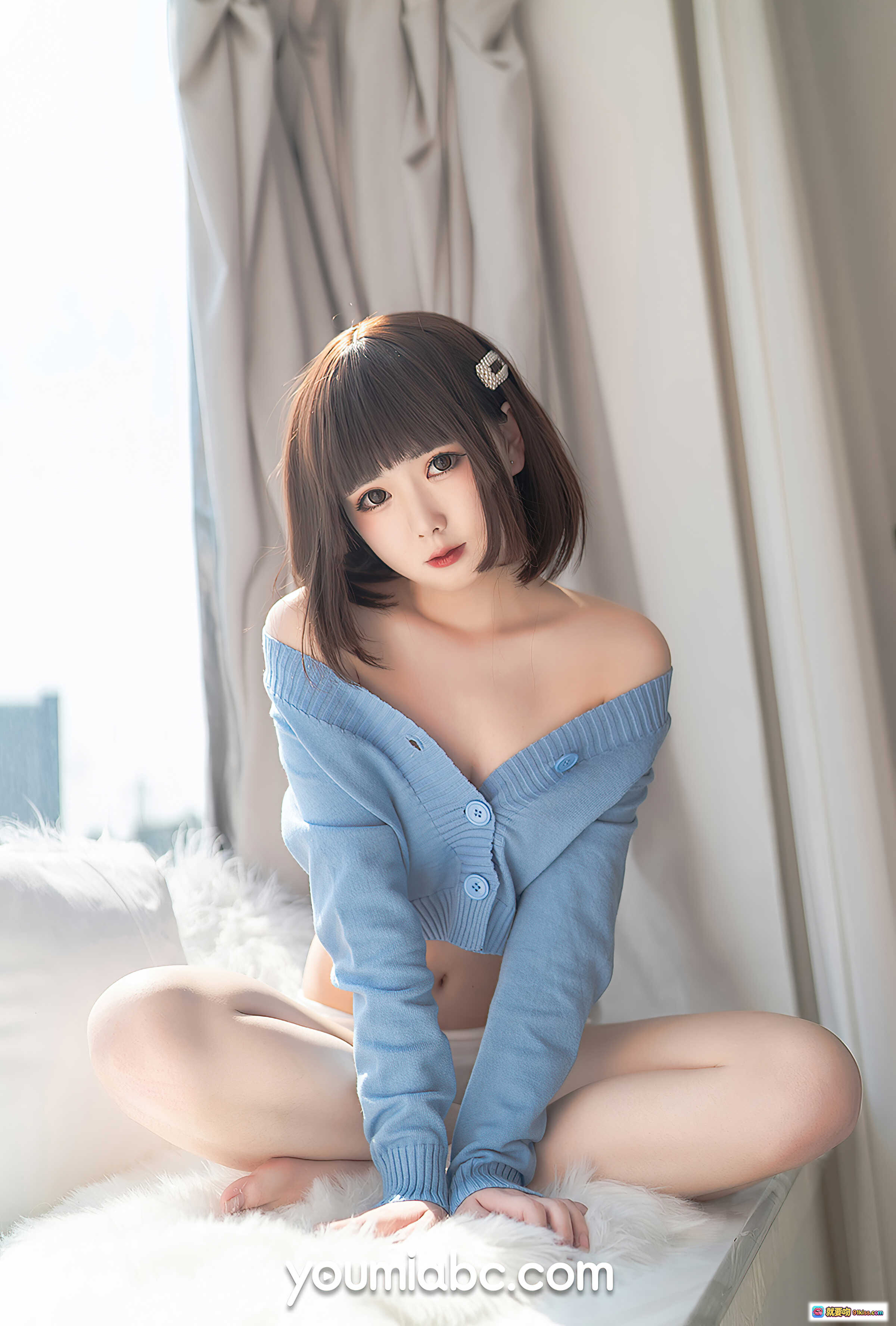 图片[3] - 薄荷蓝少女向小圆清新写真｜YouMi尤蜜2020.11.30｜35P高质私房照｜甜美短发居家风 - 就要吻