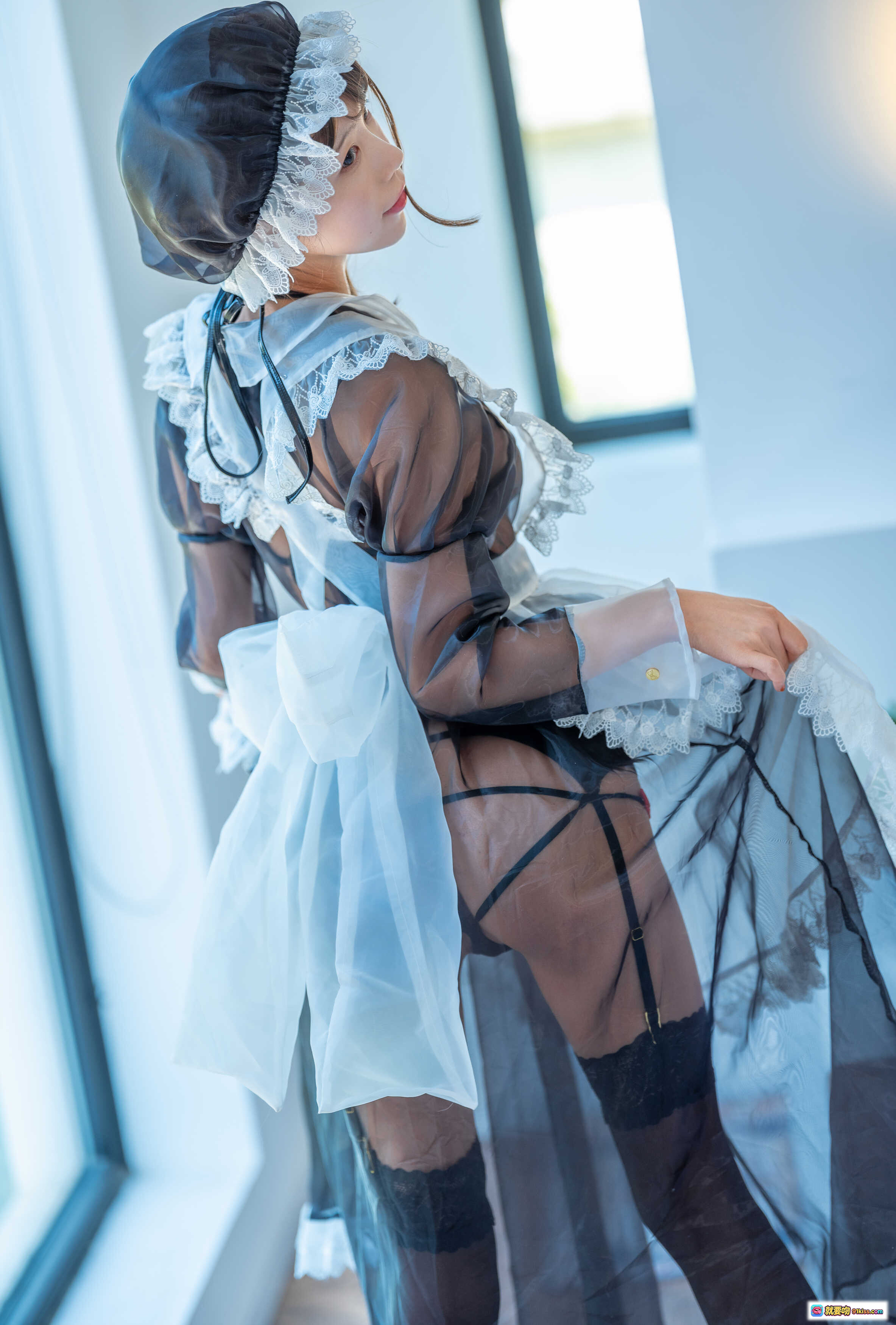 图片[10] - 水淼aqua NO.012 透明女仆装写真 蕾丝边薄纱围裙 黑丝美腿 甜美表情 13P高清图集 - 就要吻
