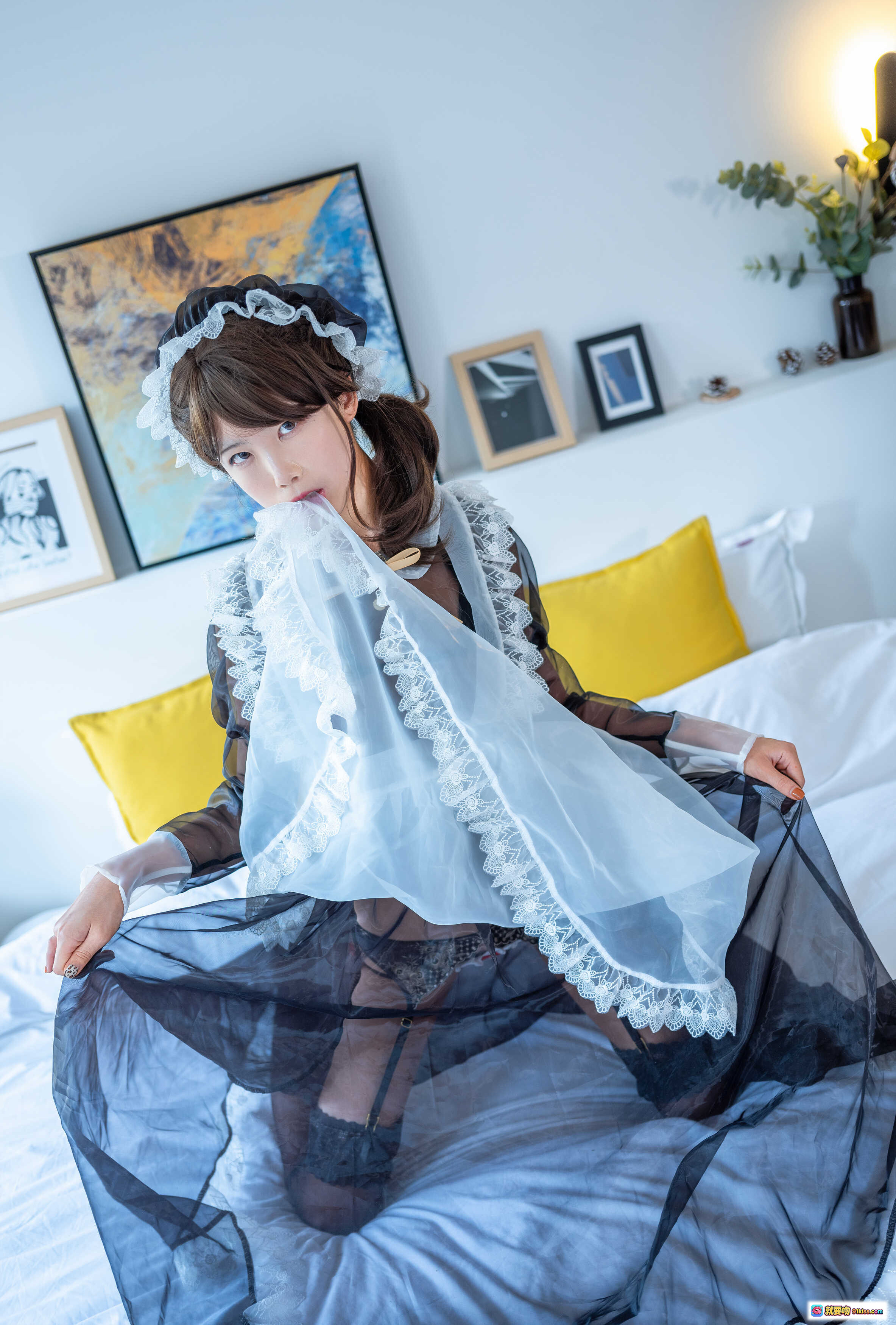 图片[5] - 水淼aqua NO.012 透明女仆装写真 蕾丝边薄纱围裙 黑丝美腿 甜美表情 13P高清图集 - 就要吻