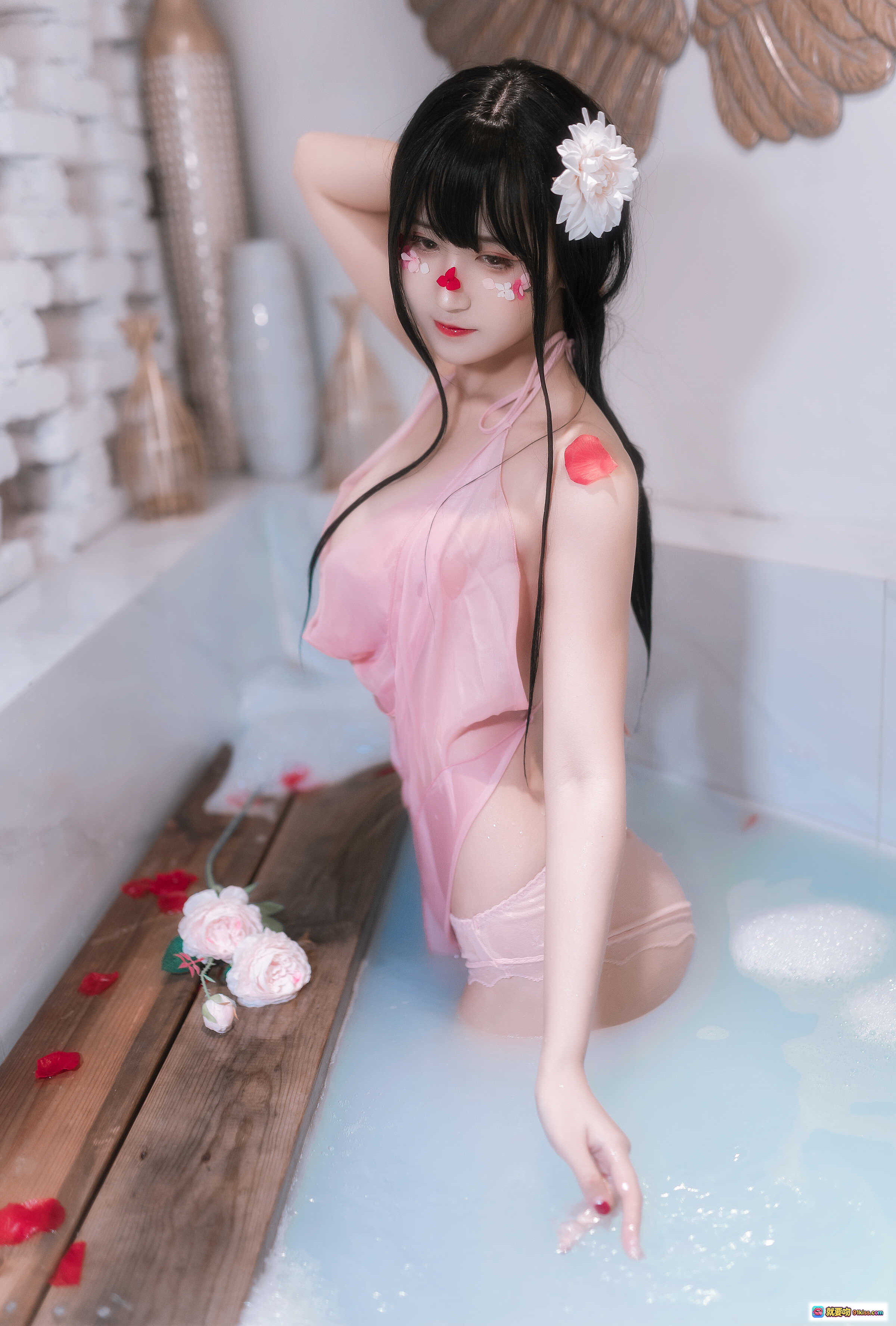 图片[6] - 三度_69 NO.068 花雾 粉色蕾丝内衣浴缸写真 20P高清美臀特写 柔光氛围感私房摄影 - 就要吻