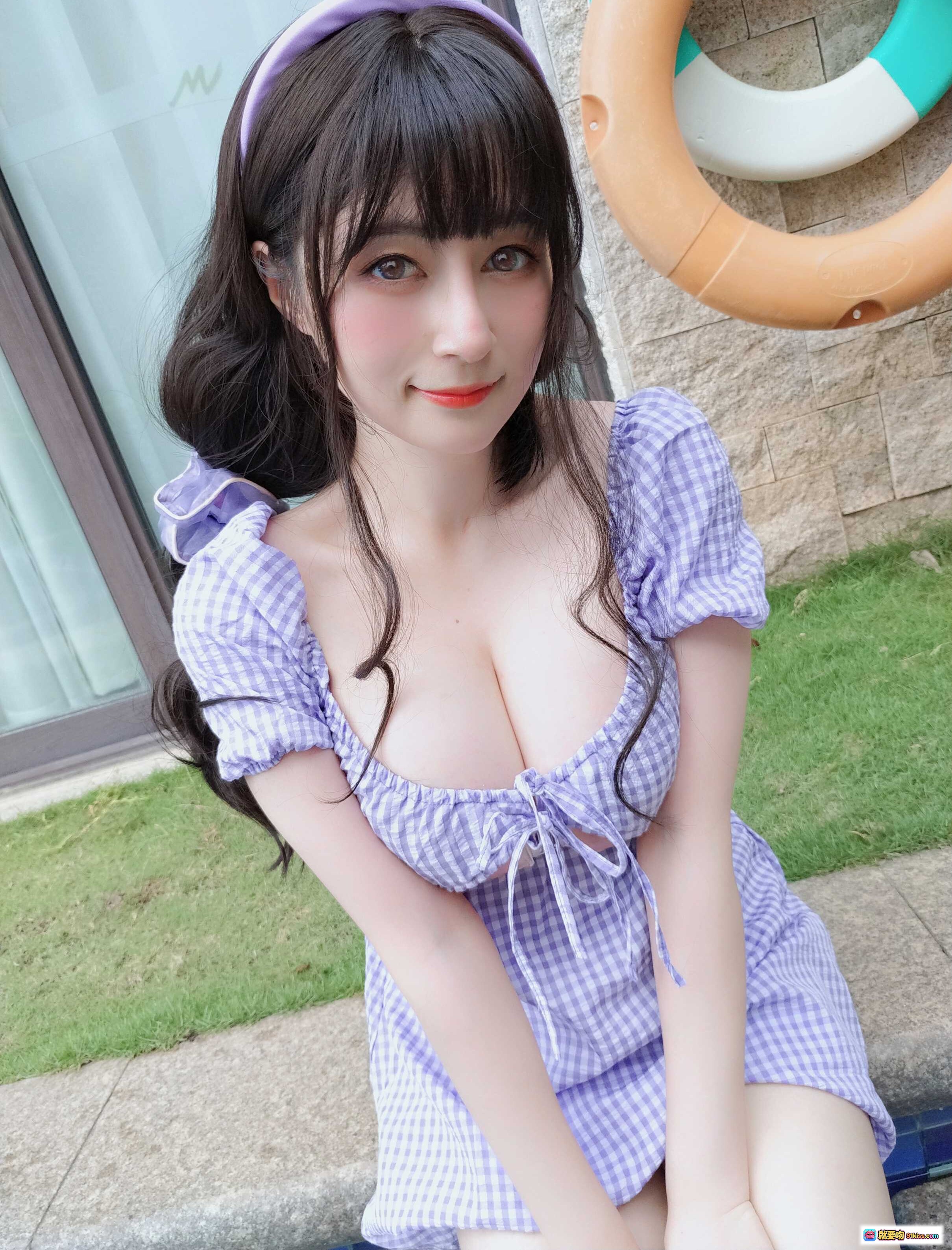 图片[7] - 白银81 NO.081 8月会员合集 2021-08-05 紫格子连衣裙甜美少女户外写真 清新自然笑容迷人长发飘逸头箍点缀 - 就要吻