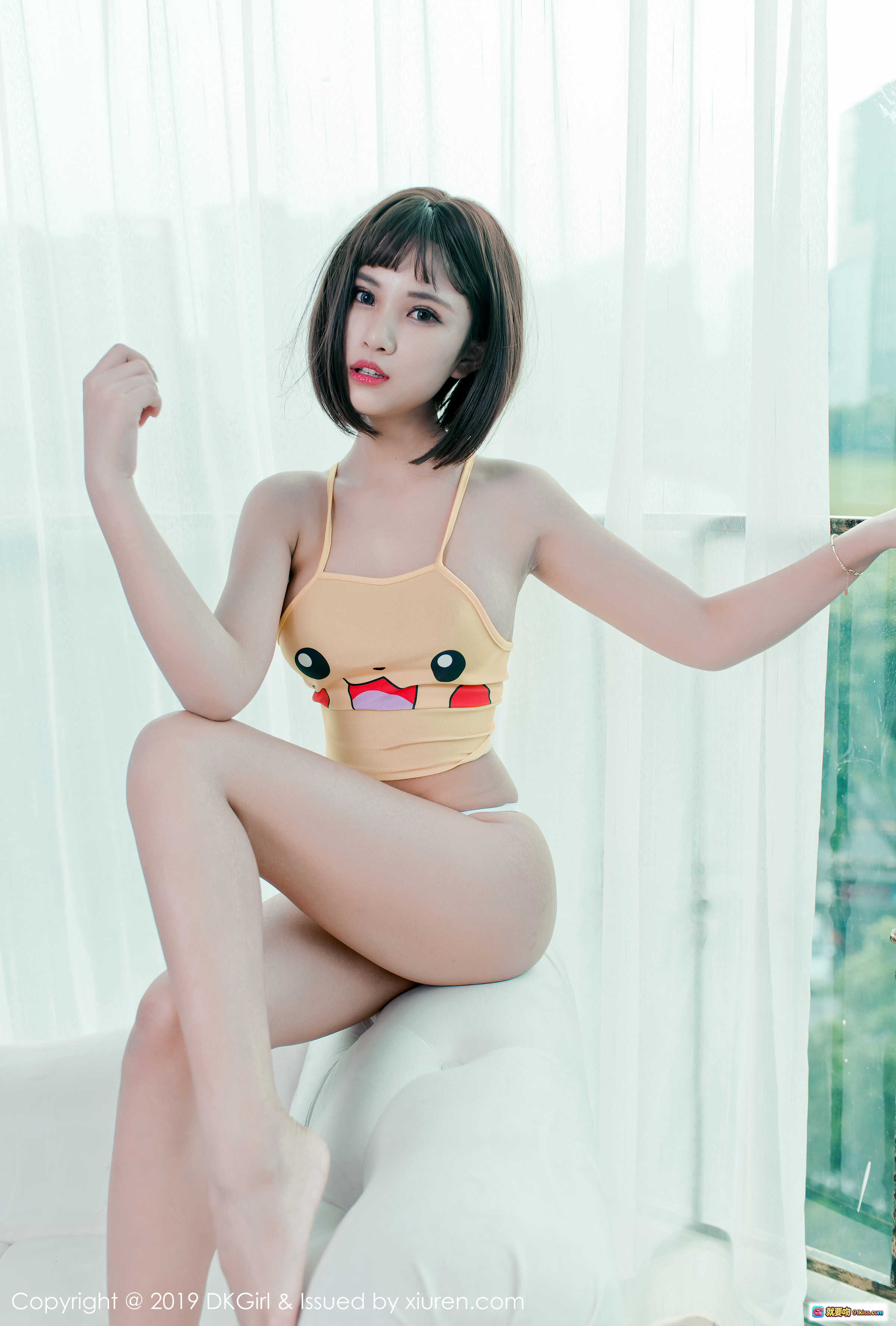 图片[3] - 萌宝儿BoA性感写真｜DKGirl Vol.106 2019年6月14日｜黄色比基尼+白色内裤｜窗边私房美拍｜短发少女诱惑风 - 就要吻