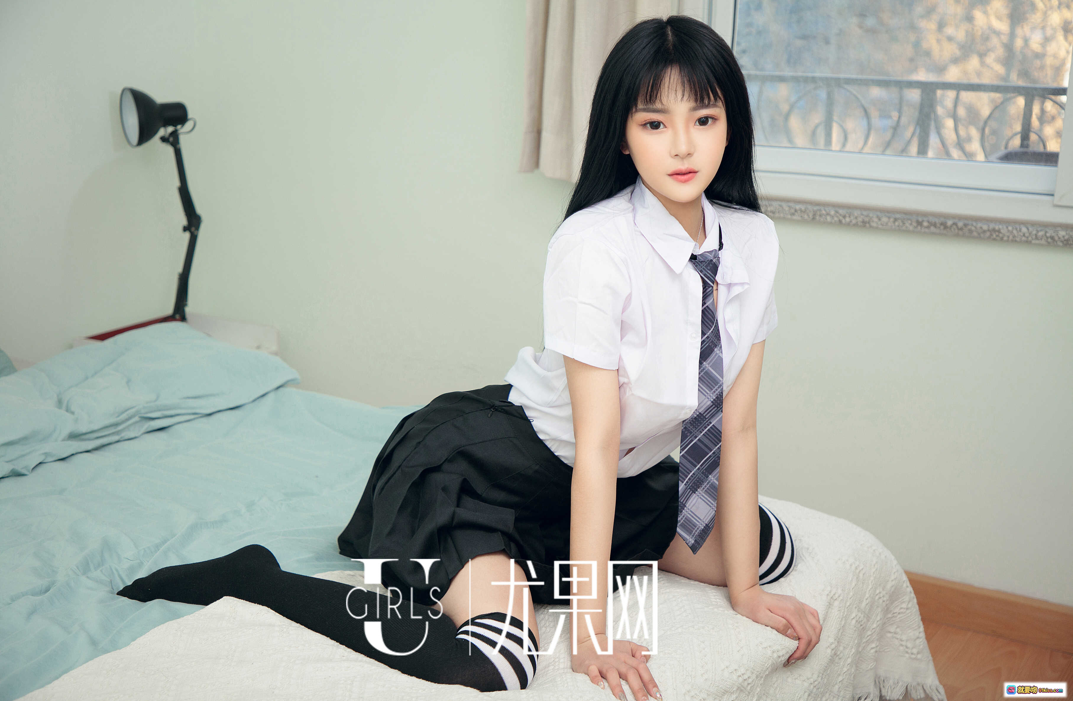 图片[10] - Ugirls尤果网2019.01.30 U413桃子65P高清写真 美女床上性感蕾丝内衣私房照 优雅黑发少女床品背景摄影 - 就要吻