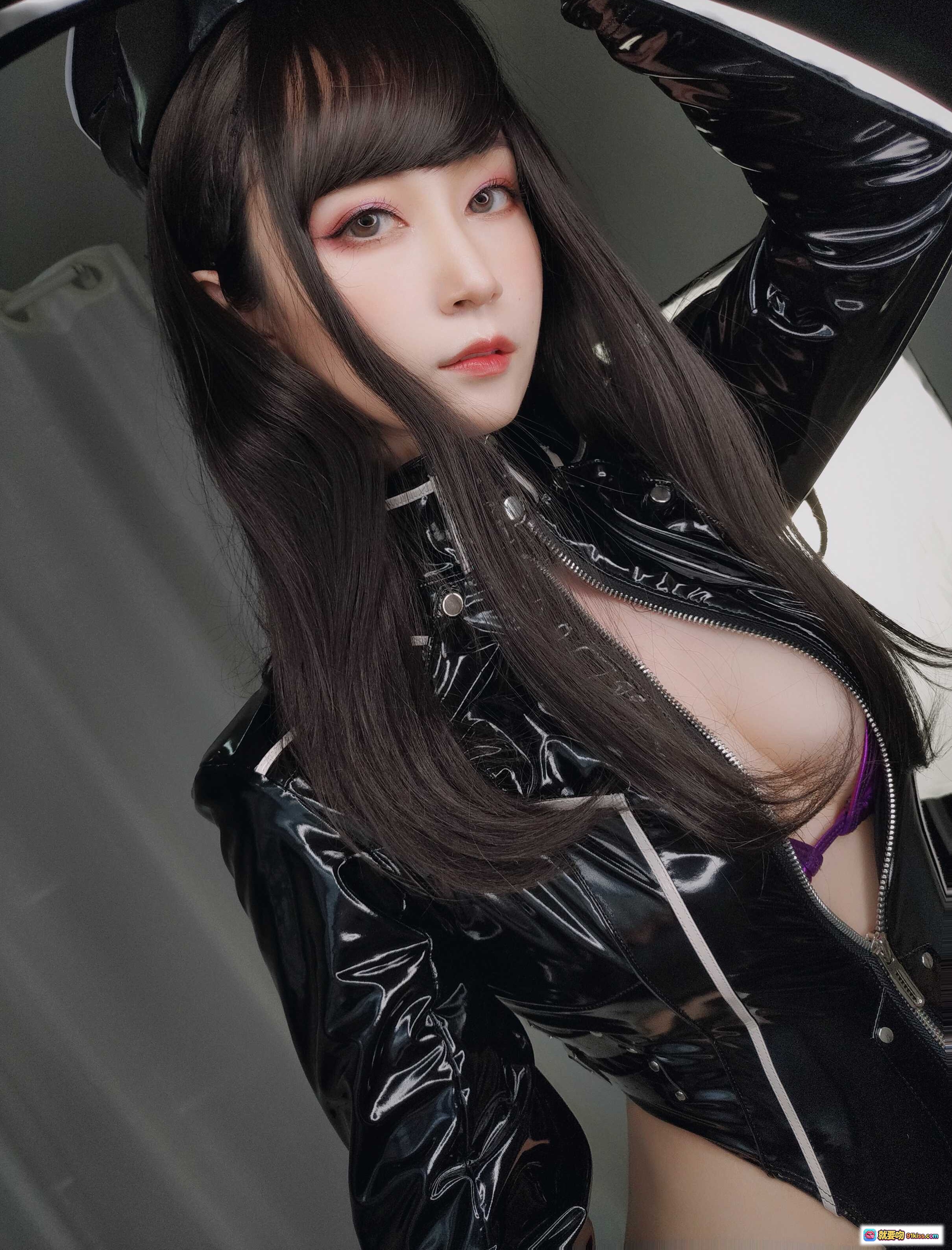 图片[3] - 白银81 NO.048 通讯官 黑色亮面皮衣+透明护目镜+长发猫耳造型 147P高清写真集 - 就要吻